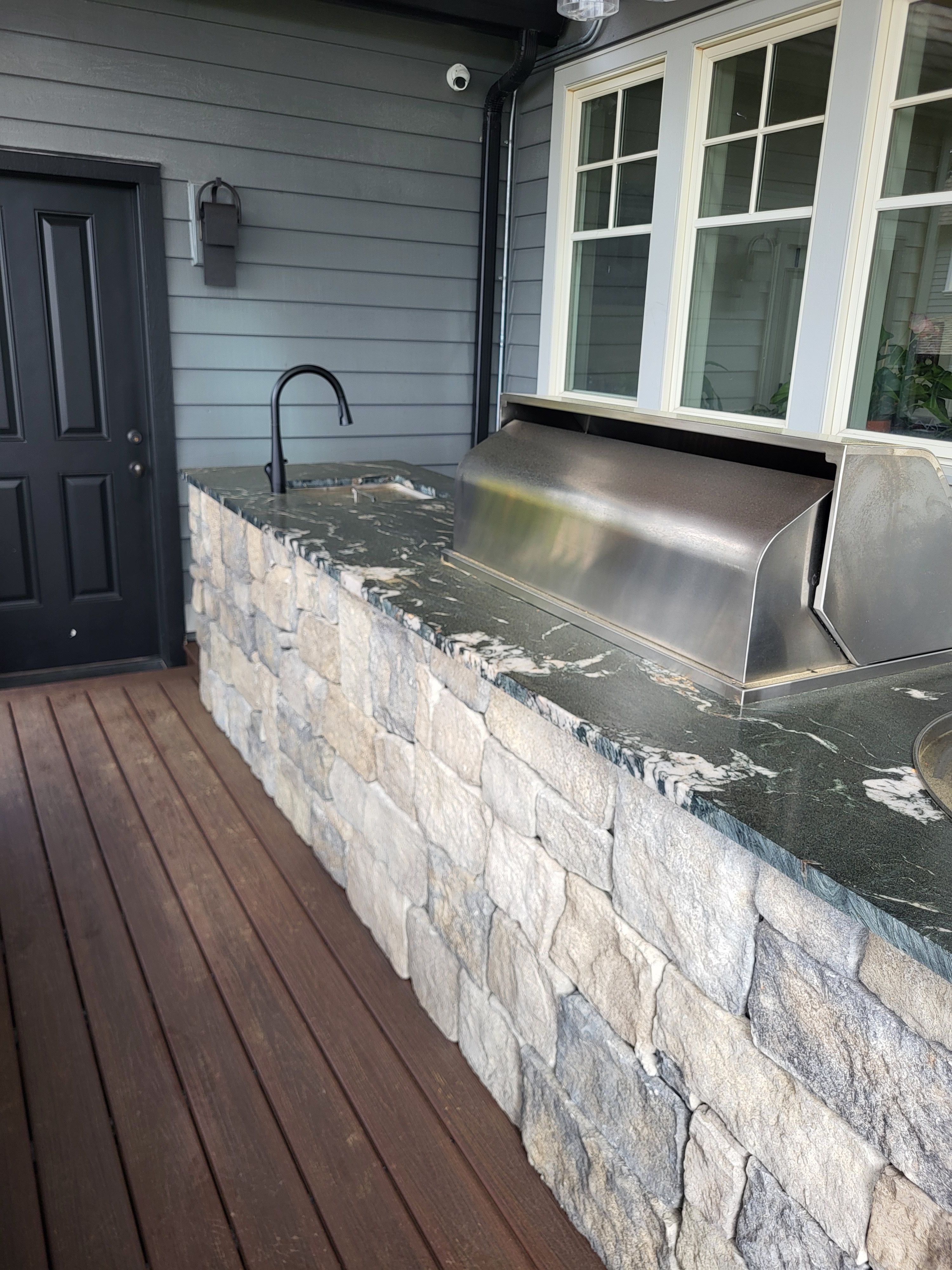 Custom Outdoor Kitchen and Timber-Framed Pavilion in Sherwood by American Made Construction 