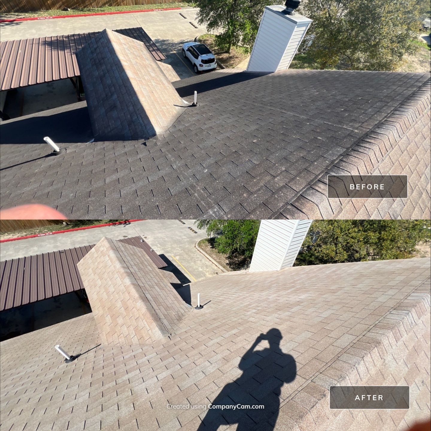 Shingle Roof Washing Project in San Antonio by Bright Choice