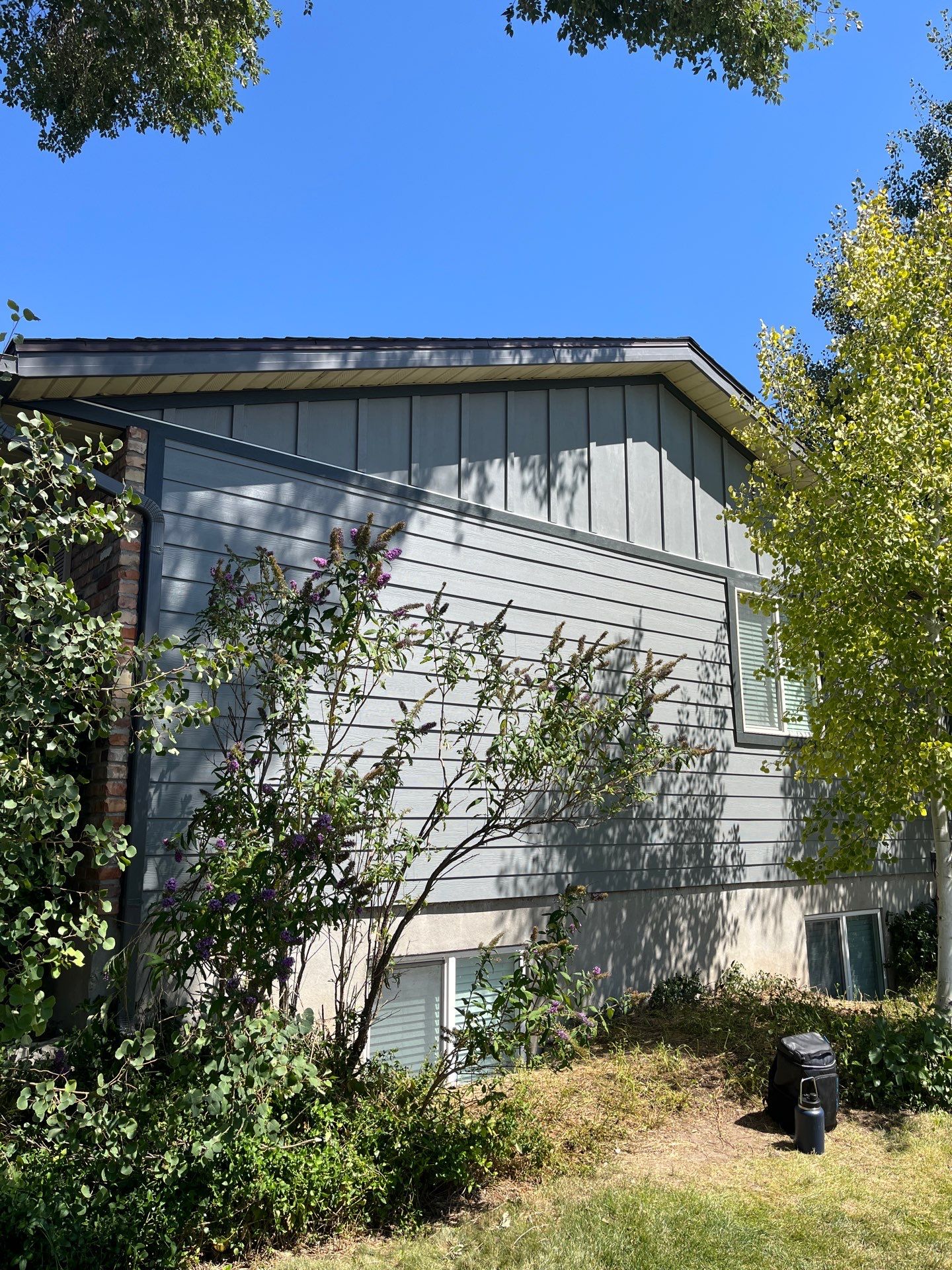 Sandy | Custom Hardie Mixed Profiles | Gray Slate & Iron Gray Trim by Ideal Siding Utah