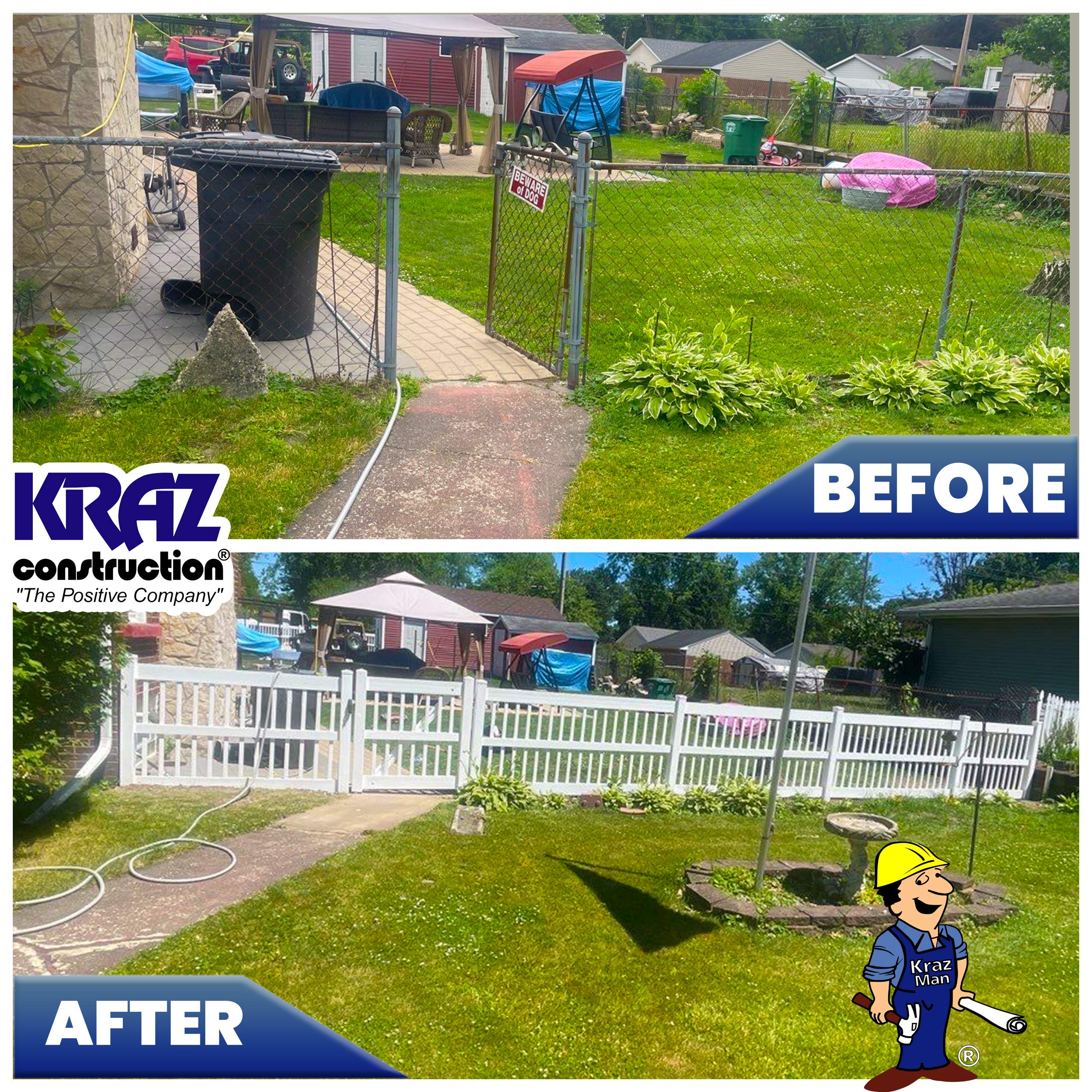 Chain-Link Fence Upgrade to Vinyl Fence by Kraz Construction