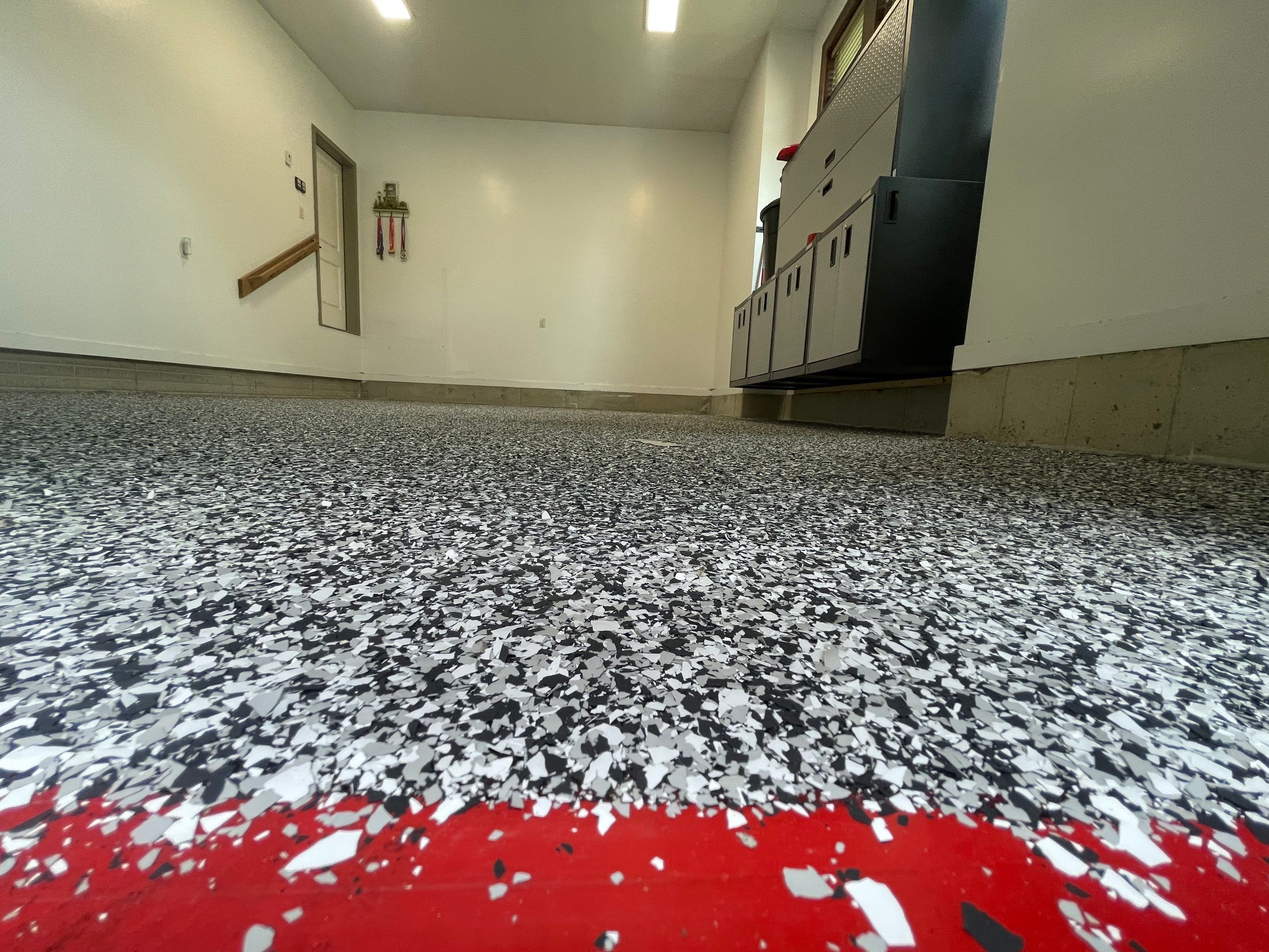 Garage Floor Coating and Domino Flake Finish in Sioux Falls by Select Painting, Coatings & Garage Cabinets