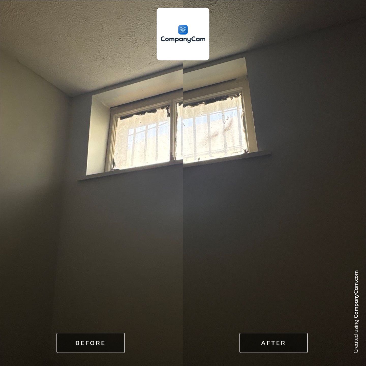 Secure Basement Window Replacement with White Frames in Lincoln by CompanyCam Sales Demo