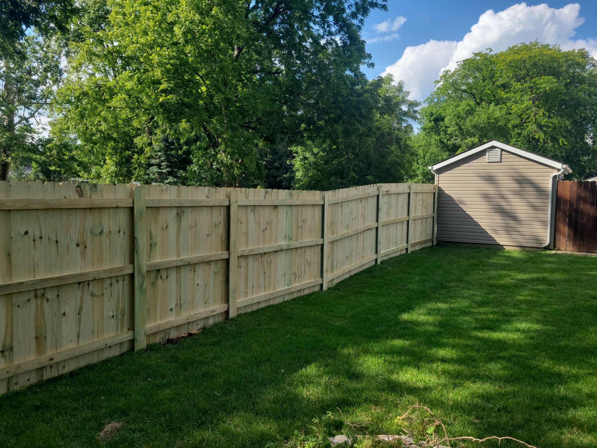 Pressure-Treated Pine Privacy Fence and Custom Gates in Waterloo by Perfect Picket Fence and Stain
