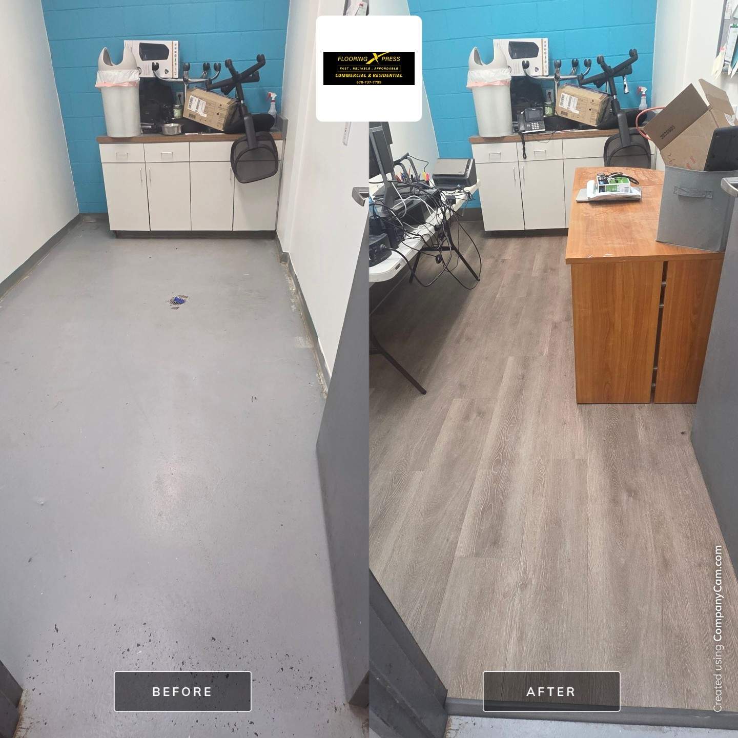 Commercial Vinyl Plank Flooring Installation at Dunwoody Veterinary Clinic by Flooring Xpress CO 