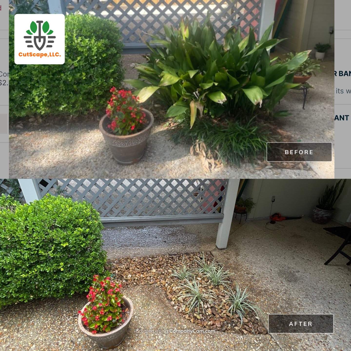 DEMO / BED PREP / CUT IN BED EDGES / MULCH INSTALL using BROWN MULCH "BARK BRITE" & ROAD ROCK by CutScape, LLC.