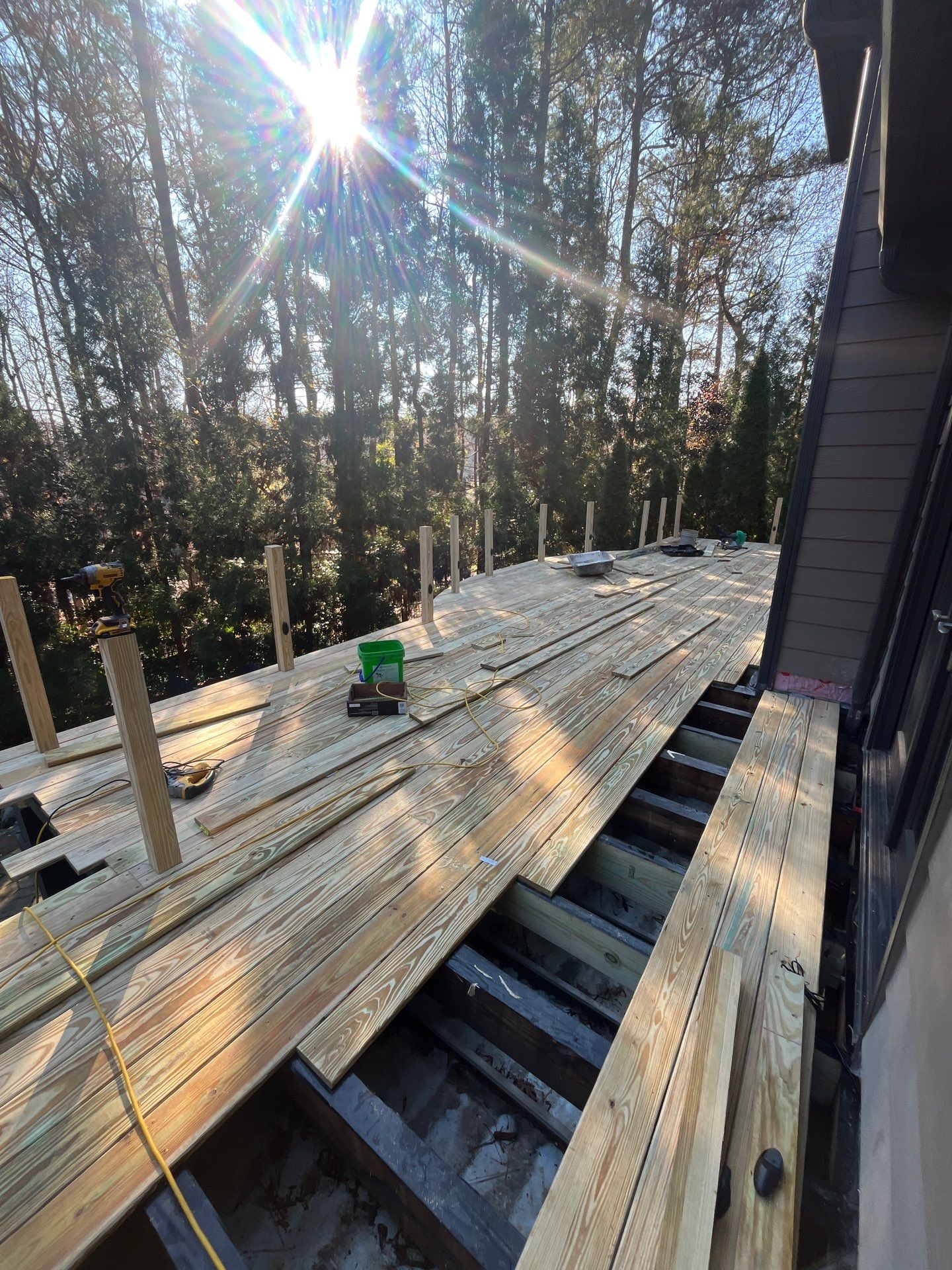 Deck Build using Pressure Treated Pine with Timbertech Deck Lighting by Nelson Exteriors 