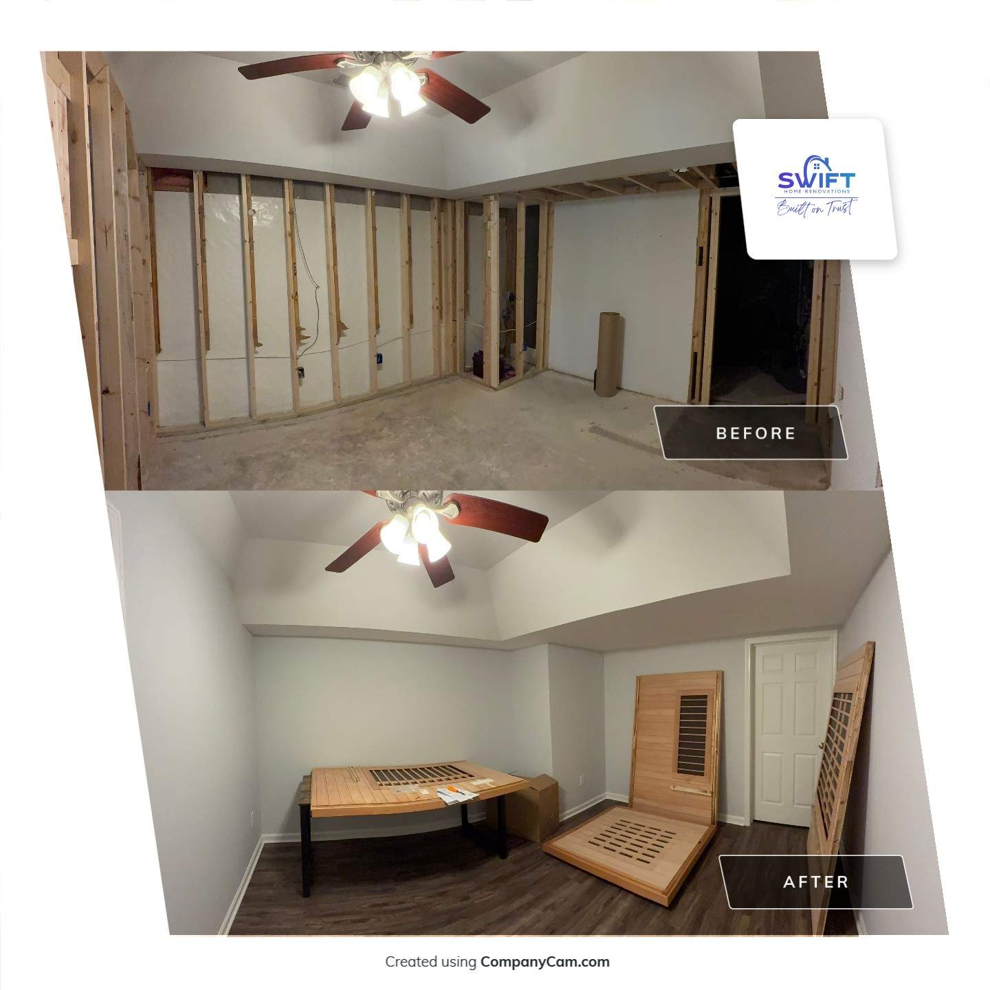 Full Basement Remodeling with Custom Flooring and Tray Ceilings in Marietta by Swift Home Renovations