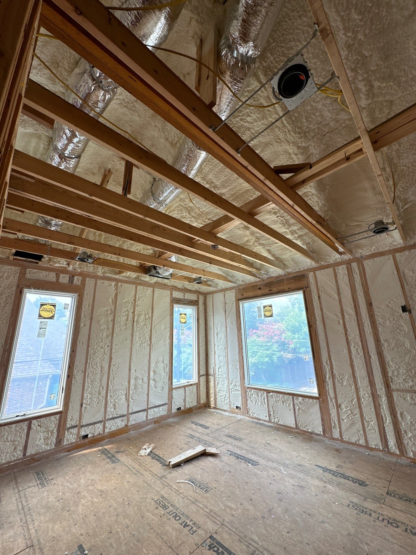 Open cell spray foam job completed at this beautiful custom home in Dallas TX by Apex Insulation Solutions