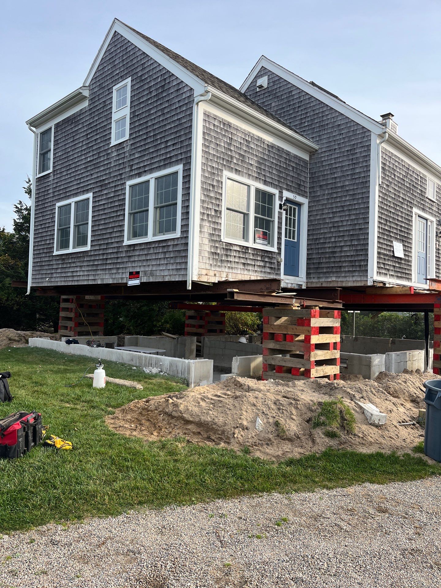 House Elevation and Structural Foundation Reconstruction in West Yarmouth by Lewis Bay Management