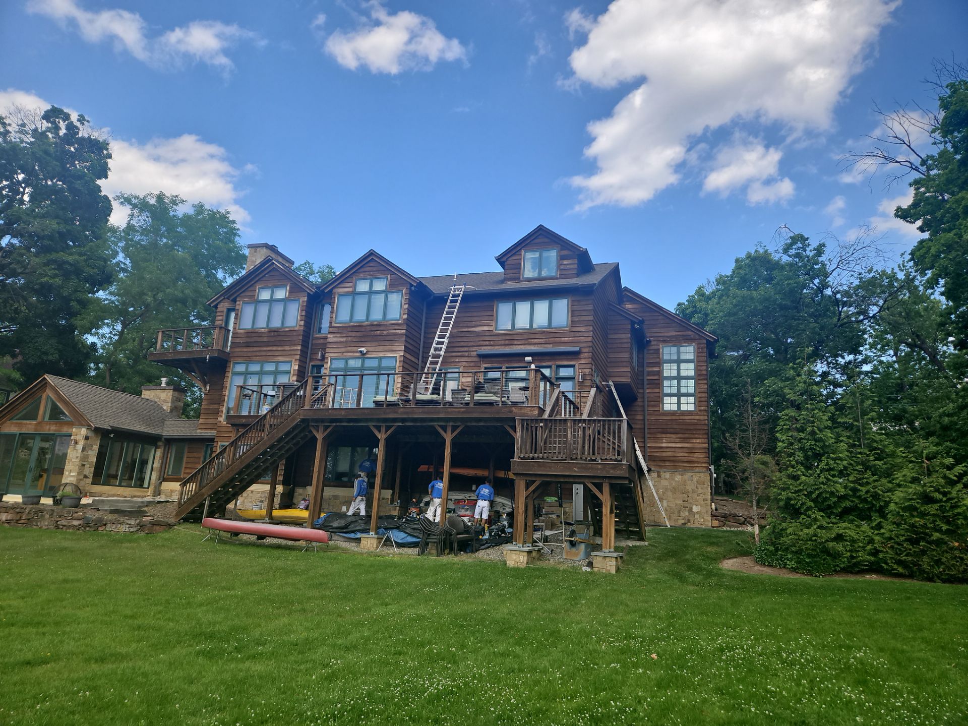 Exterior Powerwashing and Maintenance for a Teaneck Timber Home by Spectrum Painting, LLC