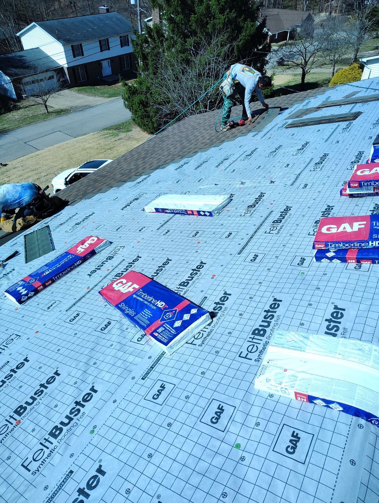 Residential Roofing Installation using GAF Timberline HDZ Charcoal by Rainstoppers Roofing