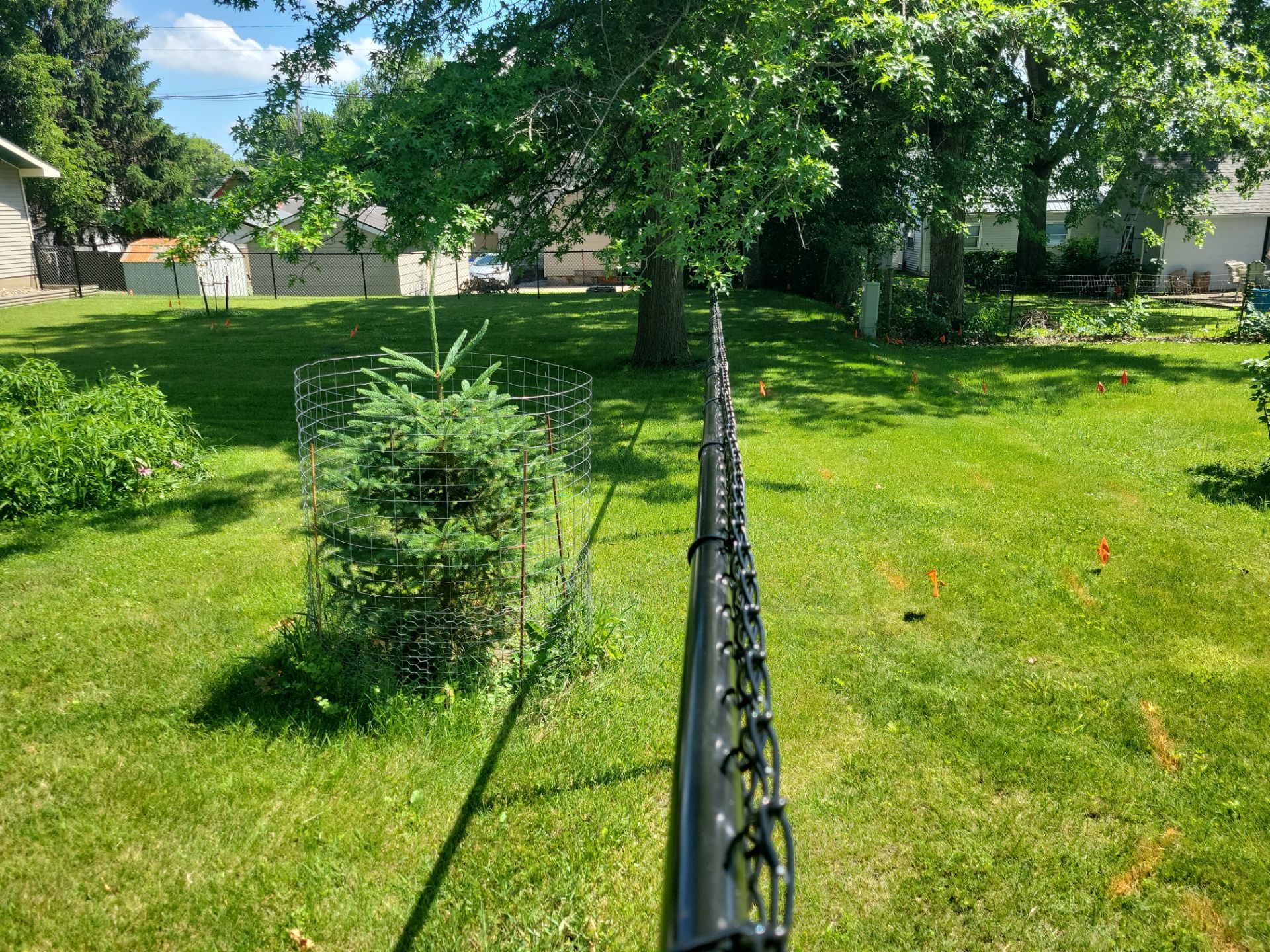 Black Chain Link Perimeter Fence and Driveway Gate in Waverly by Perfect Picket Fence and Stain