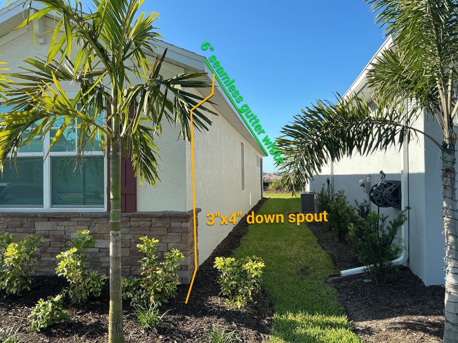 Aluminum Seamless Gutters using 3X4 Elbow Downspout in Cape Coral FL by Gutter Professors