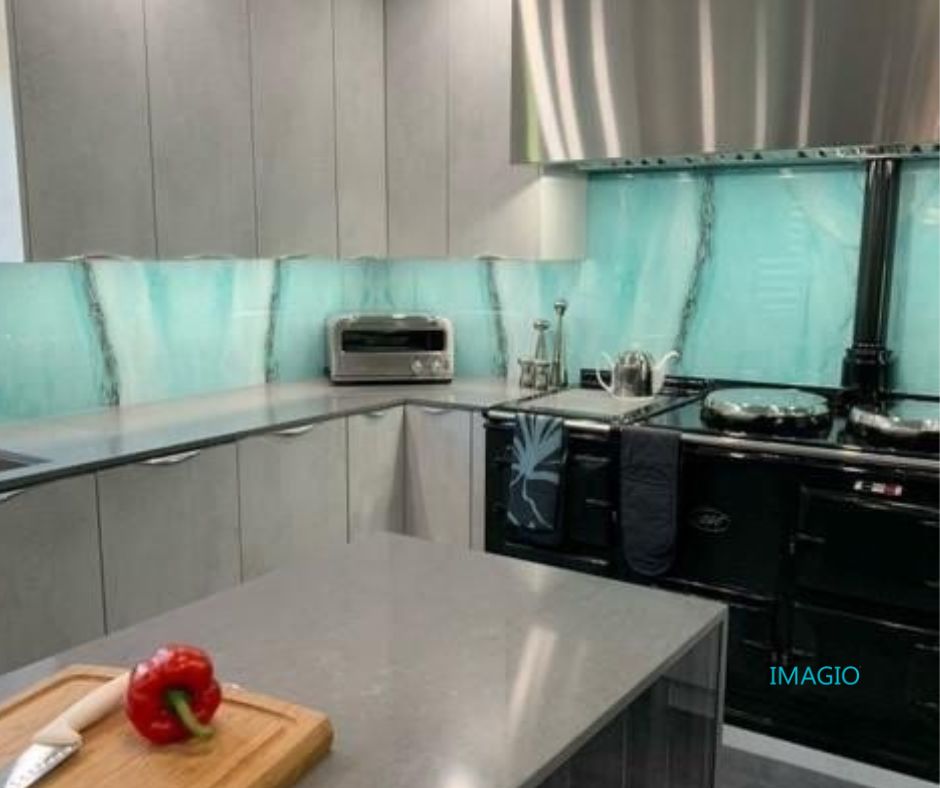 Kitchen Remodel using IMAGIO Solid Glass Backsplash by IMAGIO