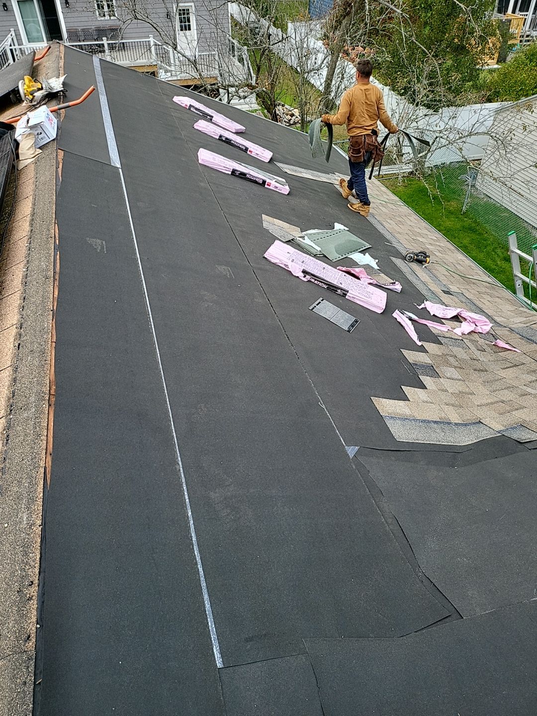 Residential Roofing Installation using Owens Corning TruDefinition Amber by A Plus Exterior