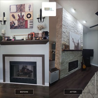 Holly Springs Fireplace Transformation — Full-Height Stone Feature Wall
