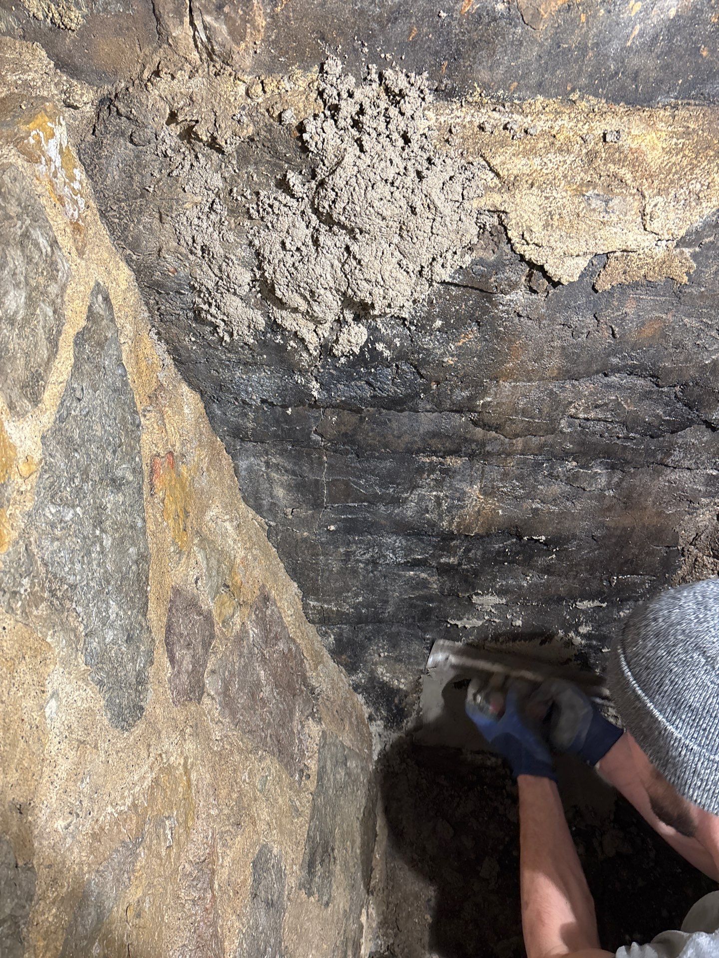 Parge Coating Drew's Stone Foundation by Waterproofing Northeast