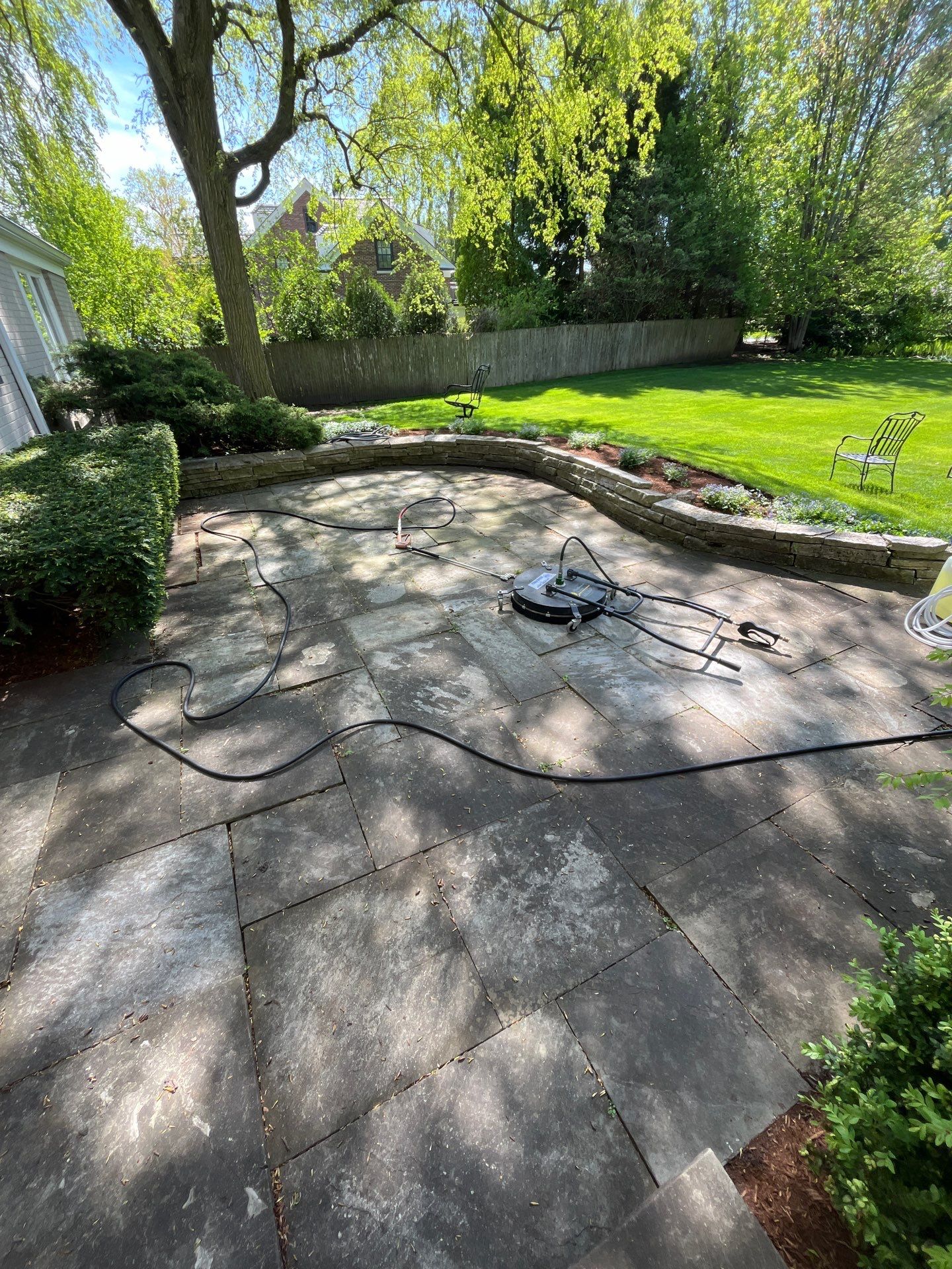 natural stone using Algaecide, soft wash soap by Northern Power Washing LLC.