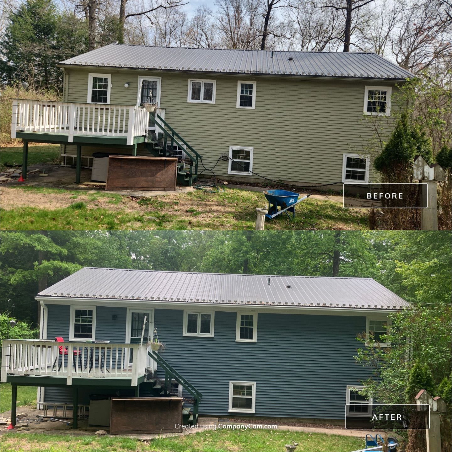 Siding Transformation with Cert Mainstreet D/4 clapboard Wedgewood Blue by DiGiorgi Roofing and Siding Inc