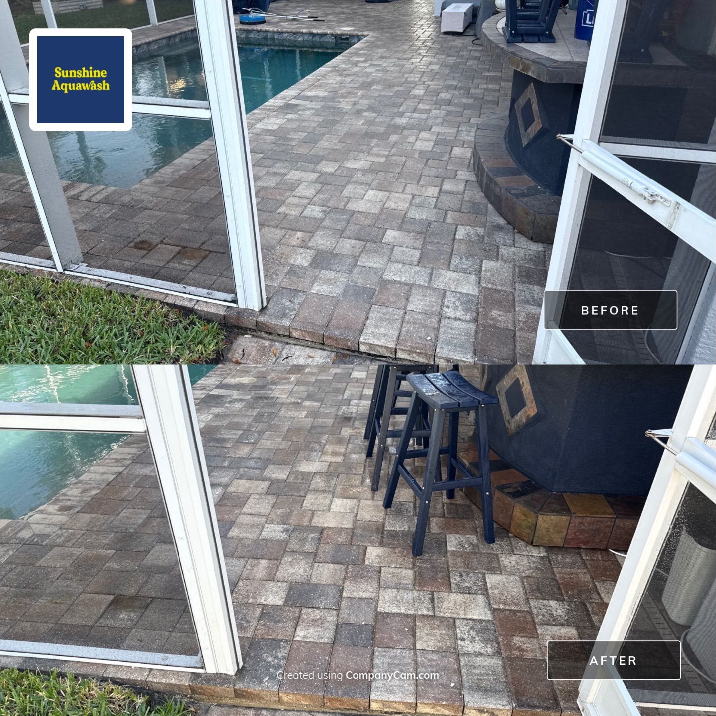 Paver Pool Deck Cleaning & Pool Cage Cleaning in River Point of Manatee – Bradenton, FL by Sunshine AquaWash