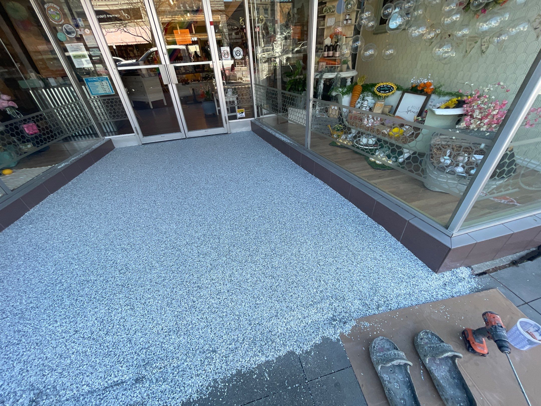 Commercial Floor Transformation using Slate Stone by Croc Coatings, LLC