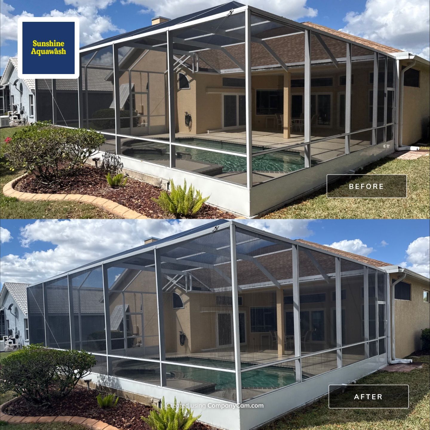 Painted Pool Deck, Pool Cage & Exterior Surface Cleaning in Creekwood – Bradenton, FL by Sunshine AquaWash