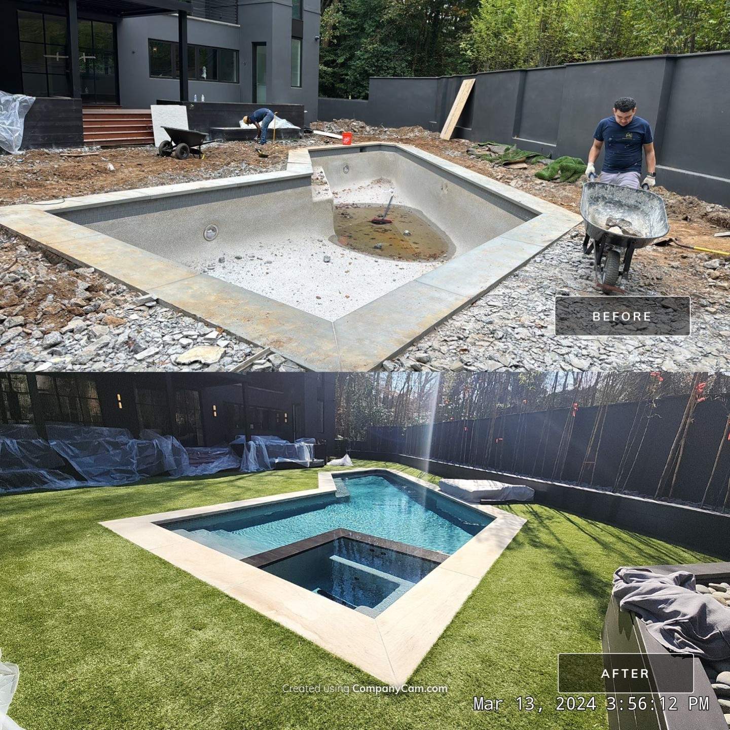 Backyard Renovation and Spa addition  by Aquarama Pools and Spas