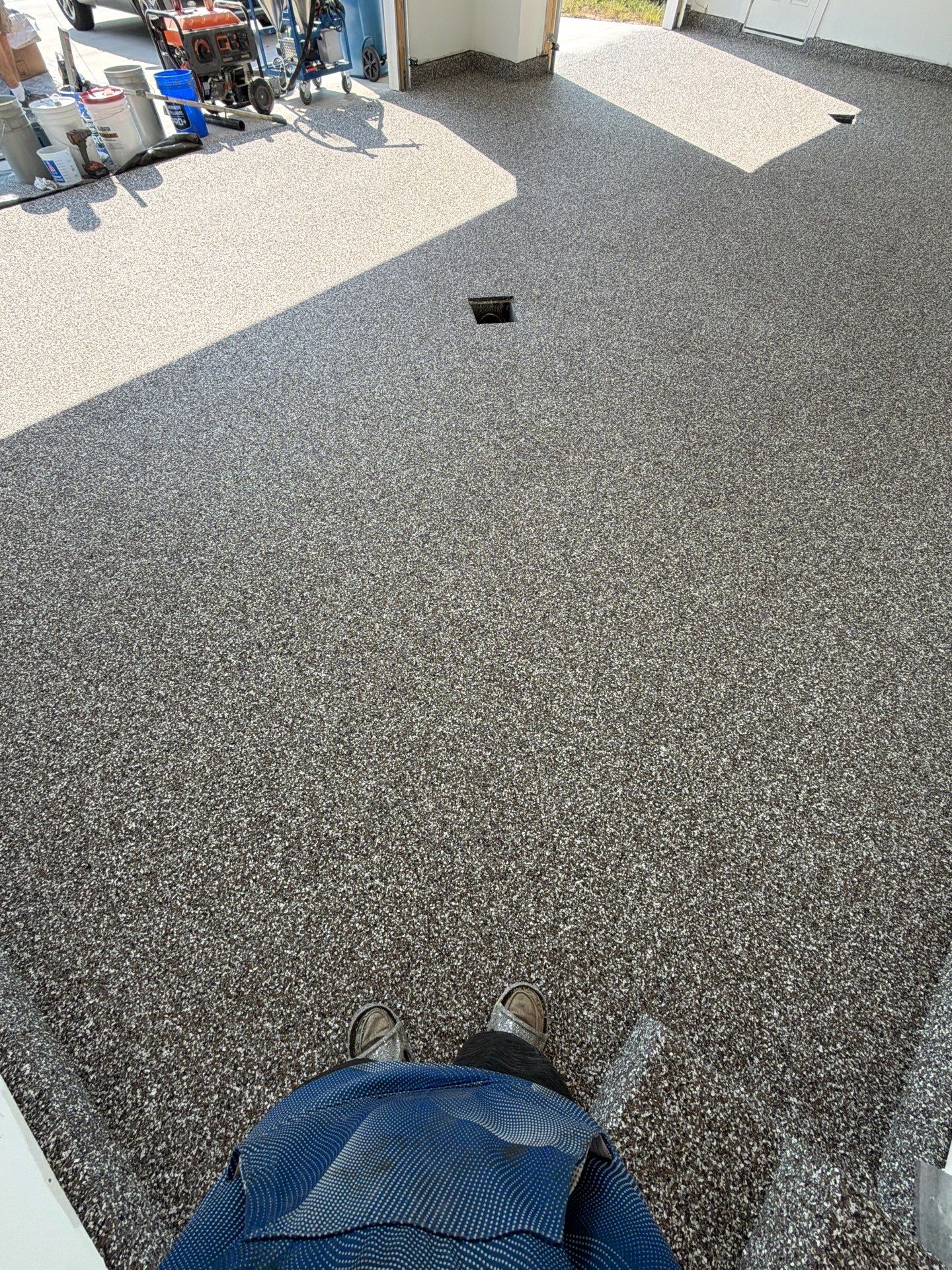 Custom Grey Epoxy Flake Garage Floor Coating in Holland by Gordon Painting