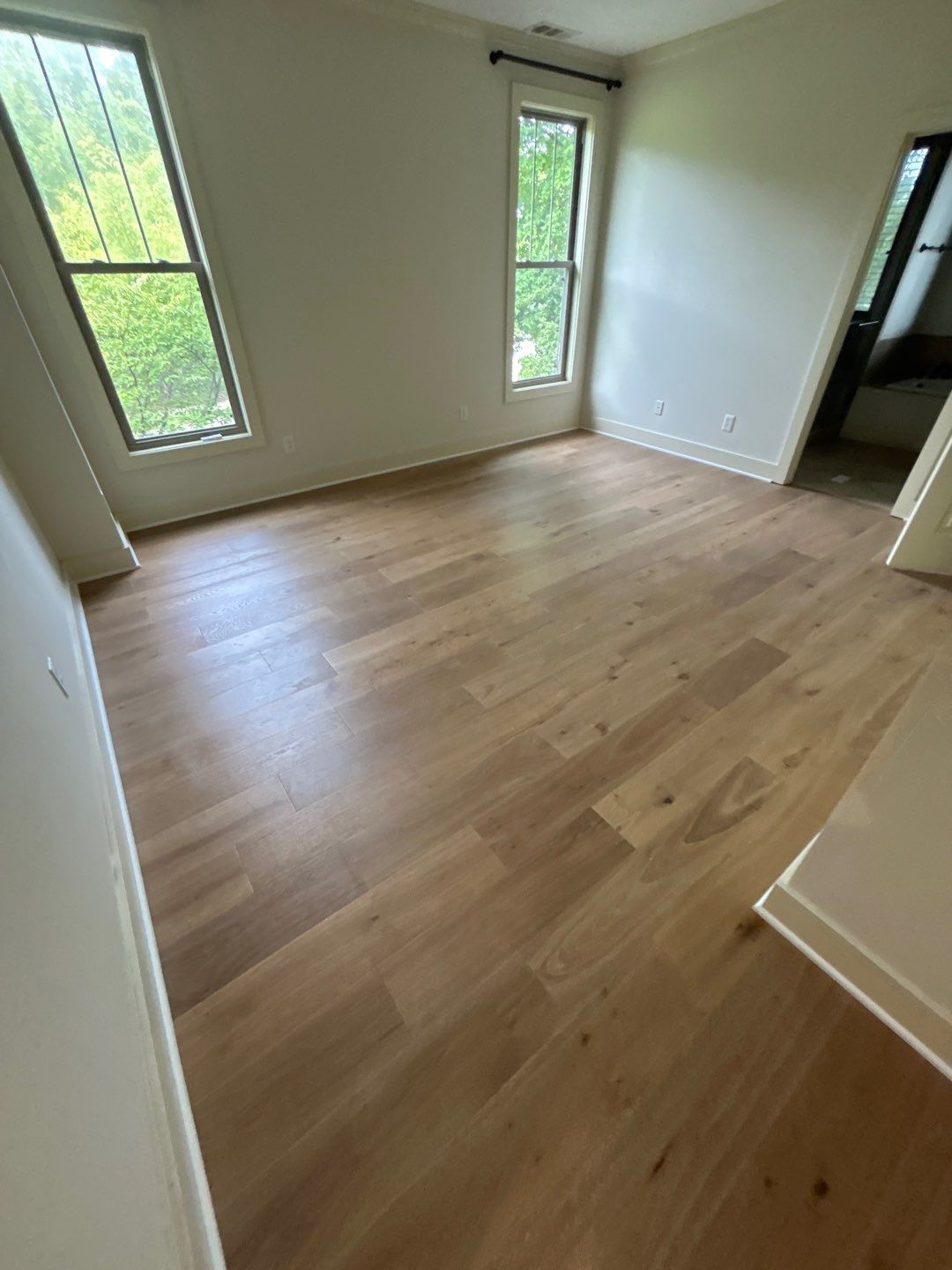 White Oak Hardwood and Checkerboard Tile Installation by Footprints Floors of Nashville