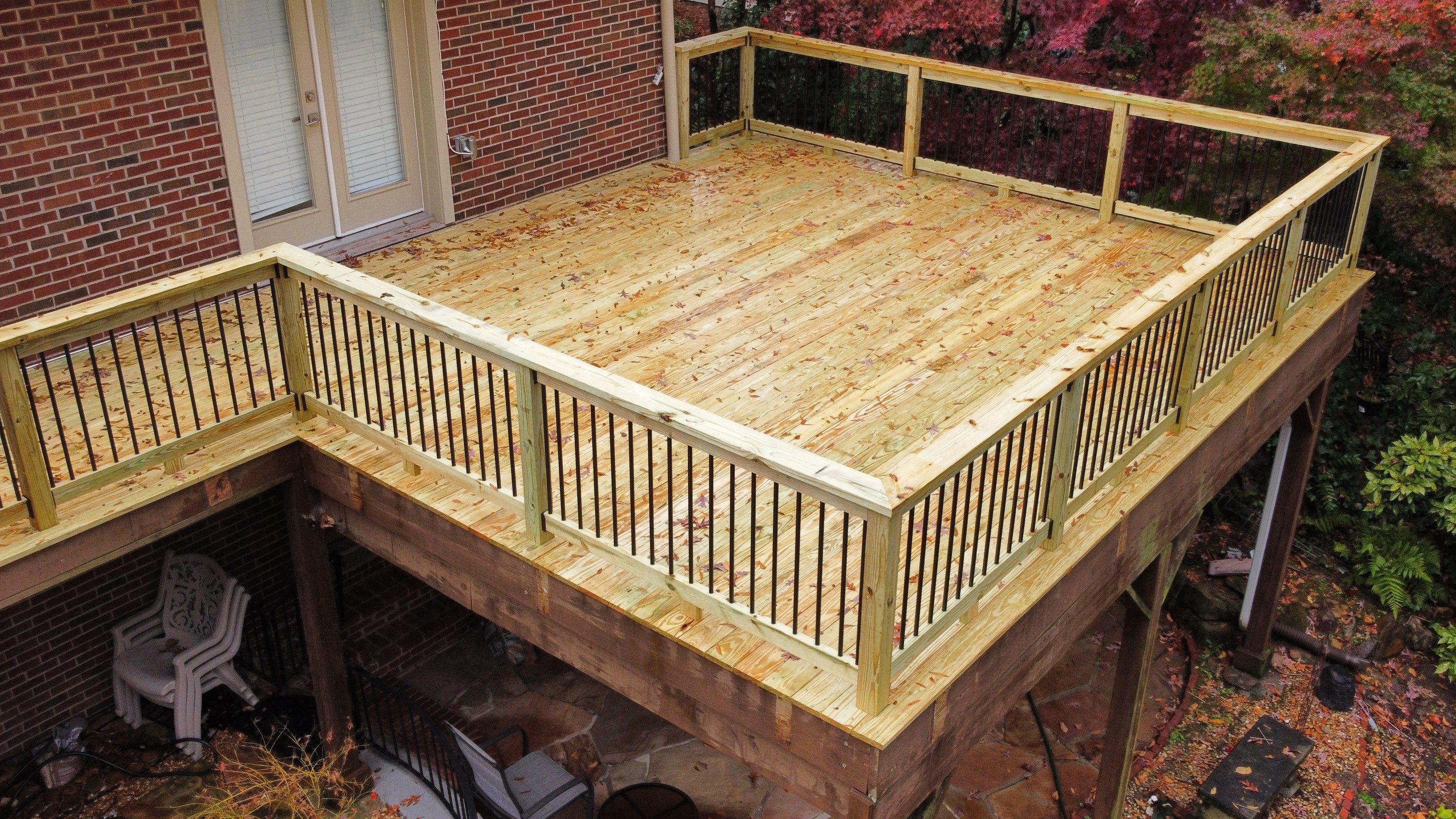 Pressure-Treated Wood Deck Replacement and Garden Bridge in Atlanta by Swift Home Renovations