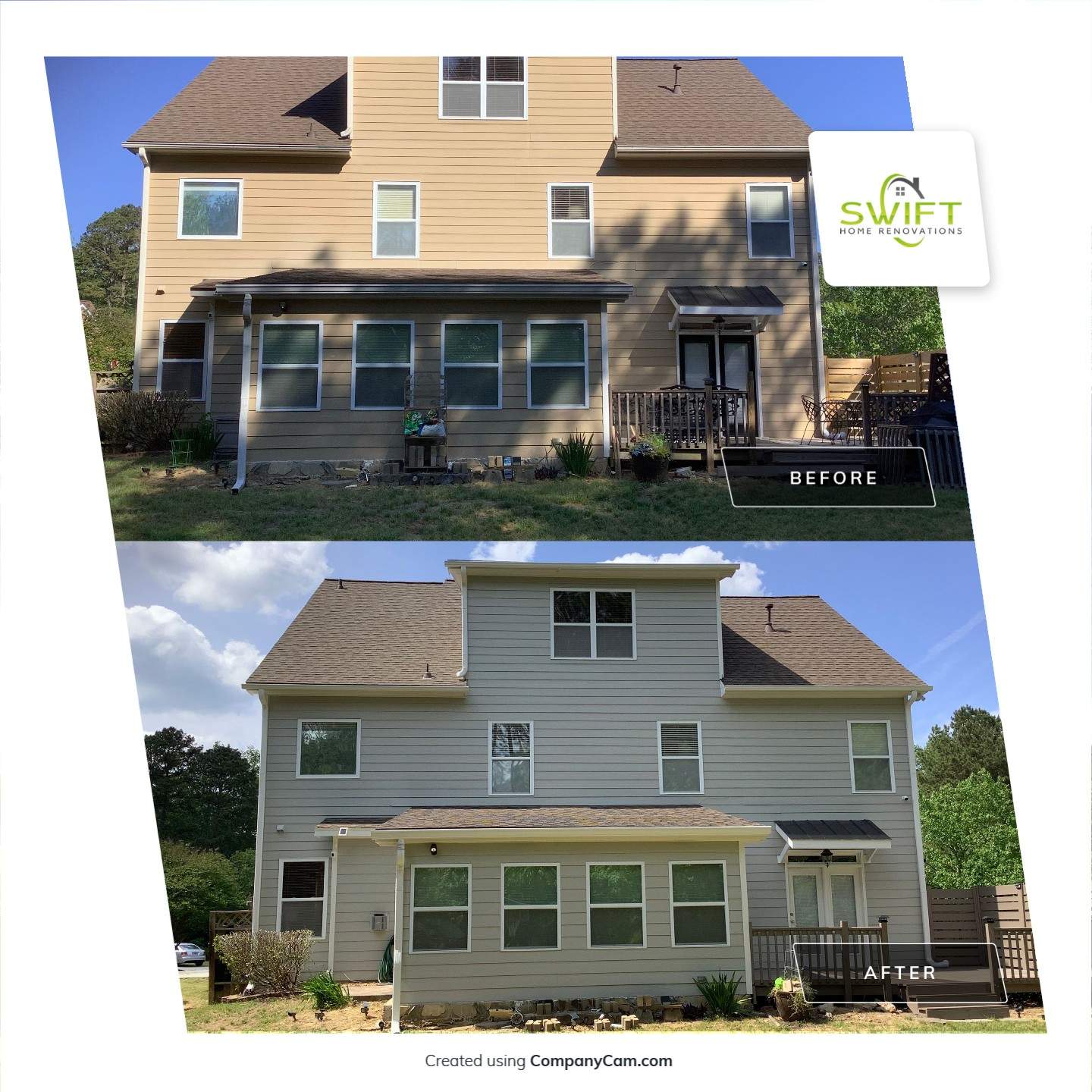 Exterior Home Refresh in Powder Springs with Gray Siding and White Trim by Swift Home Renovations