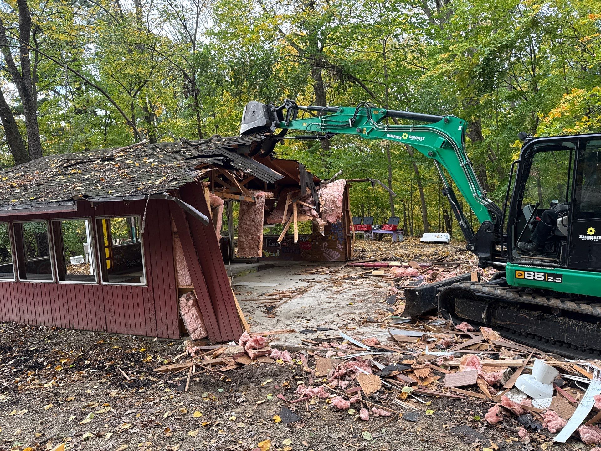 Cabin Demo by KRC Roofing And Siding