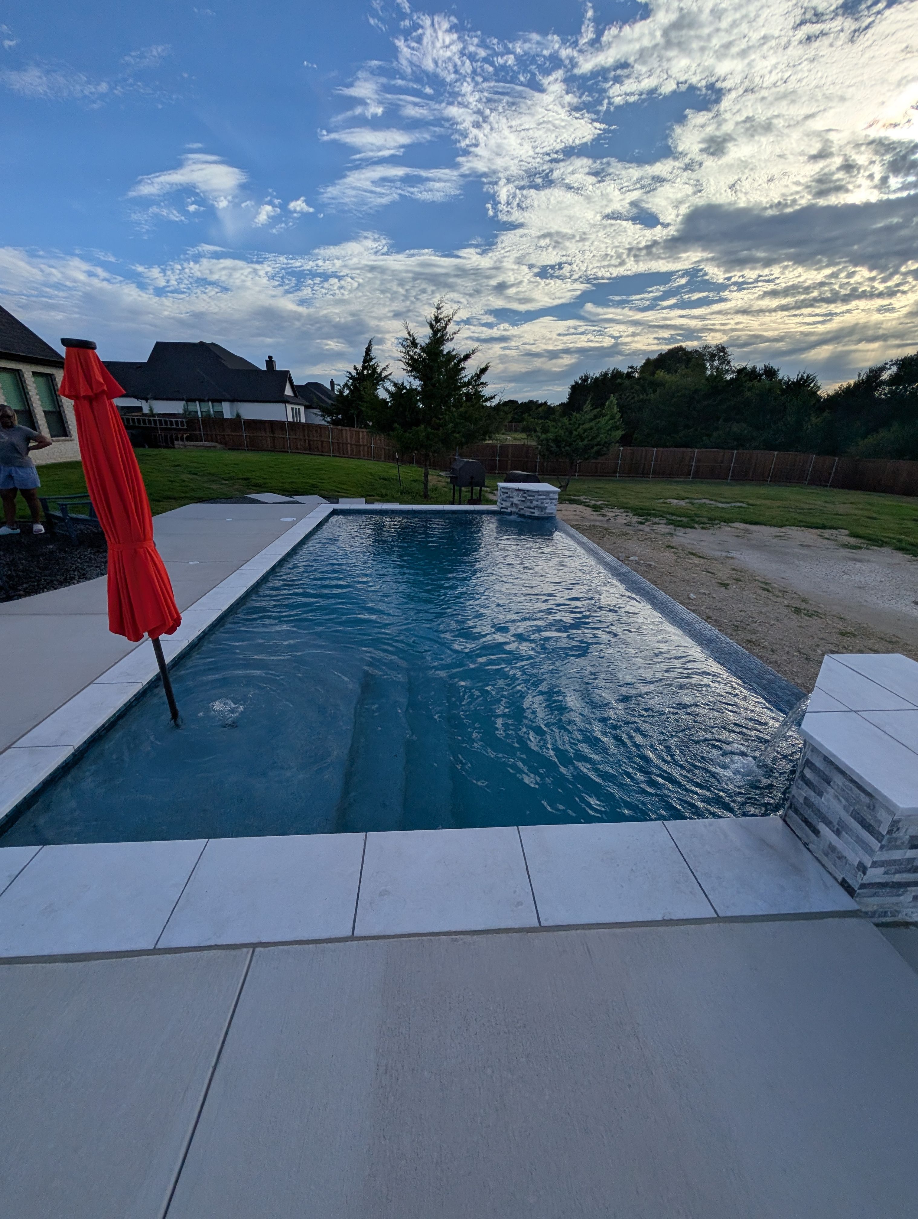 Modern Rectangular Pool with Sheer Waterfall by Pinnacle Pools and Spas - DFW
