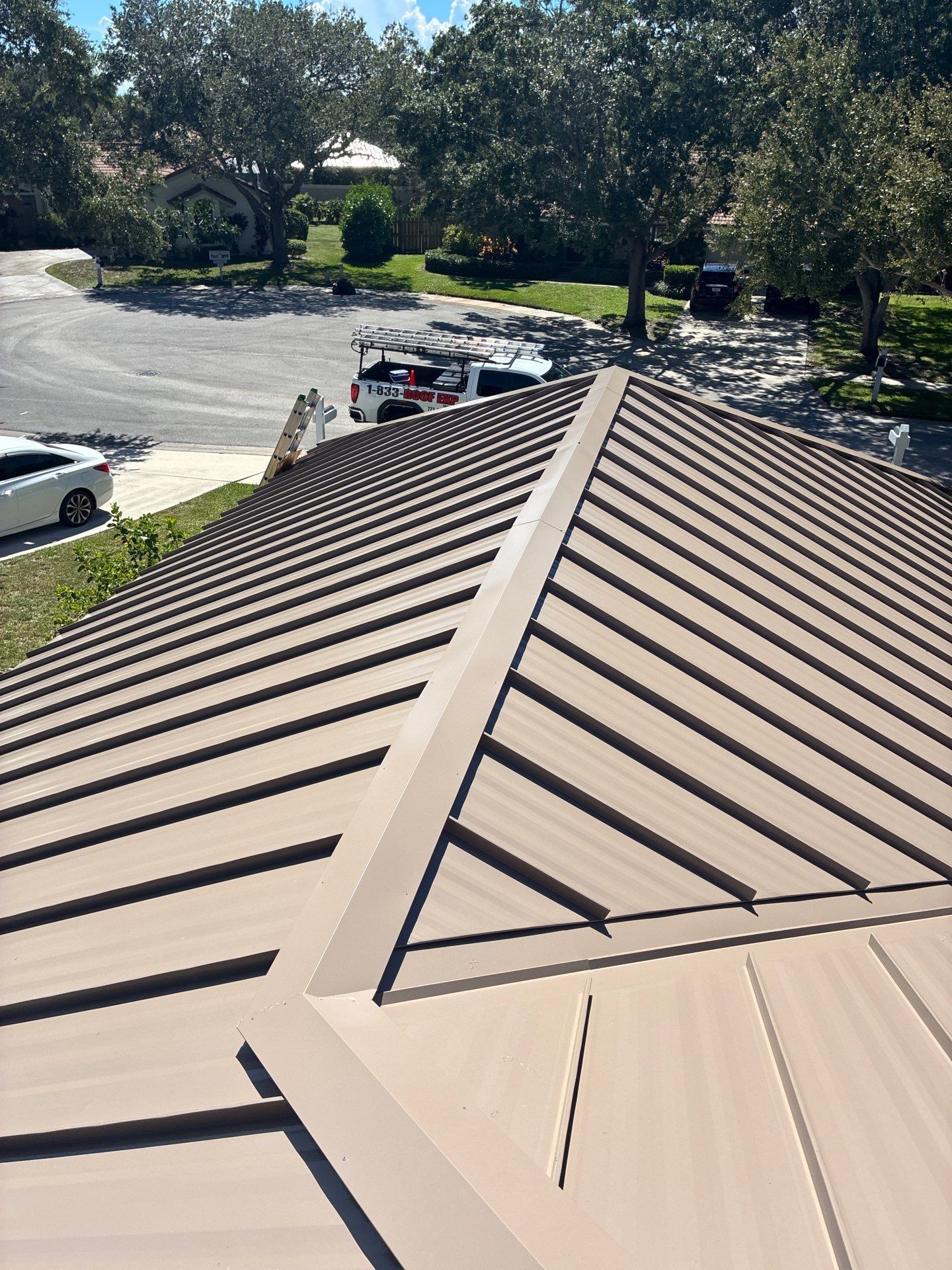 24ga 1.5" Mechanical Seam Buckskin  by Total Roofing System The Metal Roof Experts