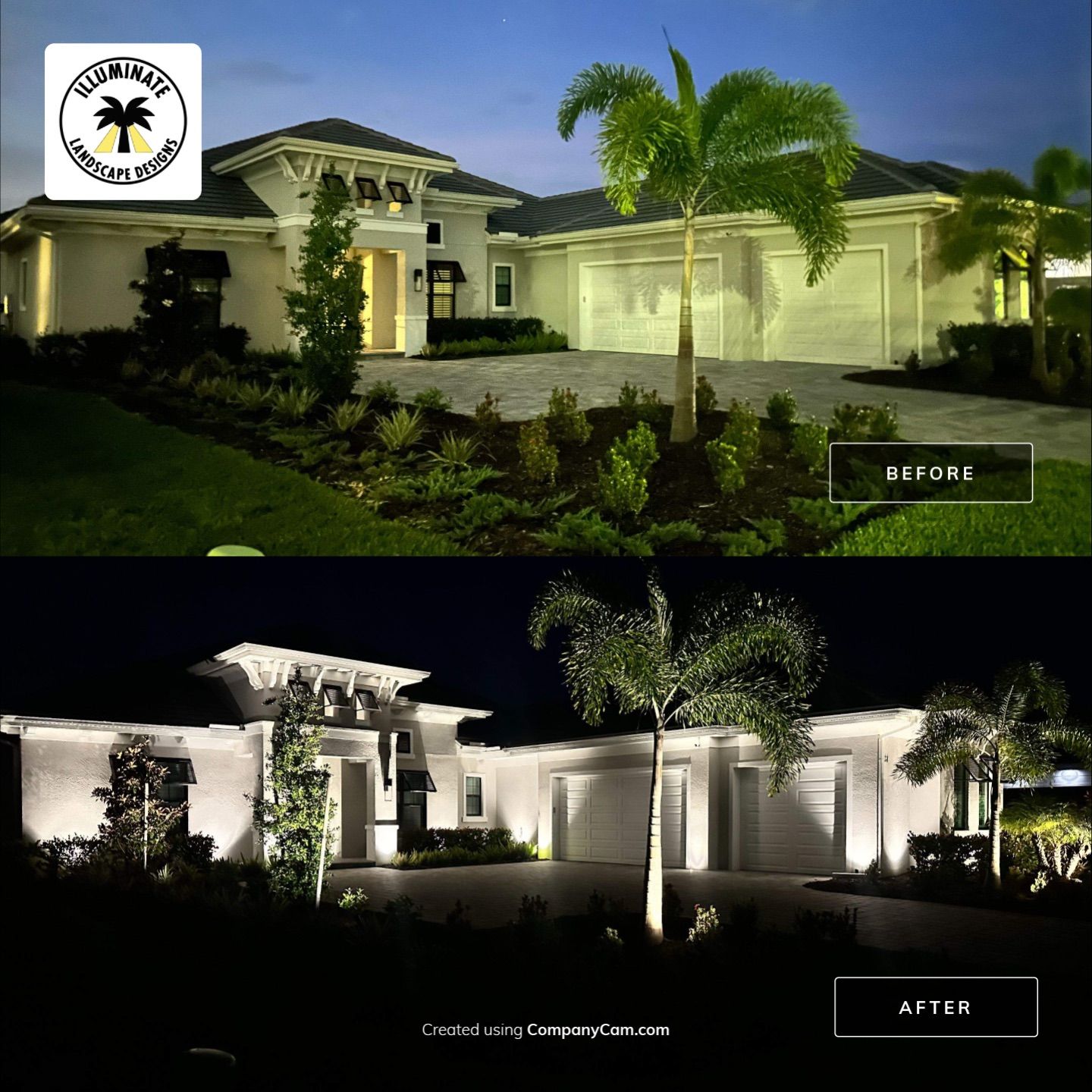 Architectural and Landscape Lighting Installation for Modern Sarasota Home by Illuminate Landscape Designs