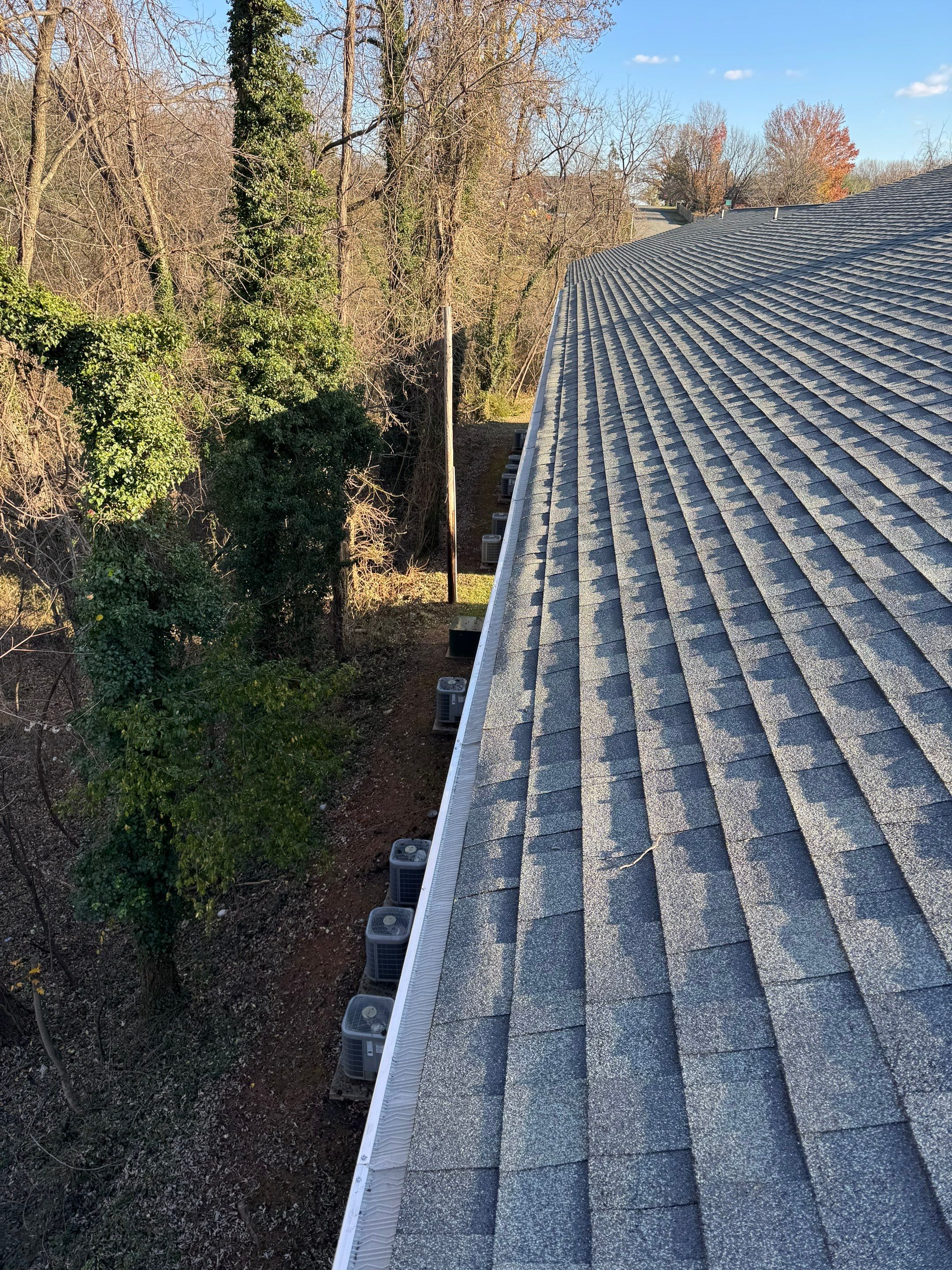 Commercial gutter cleaning Roanoke, VA after photo with clean gutters