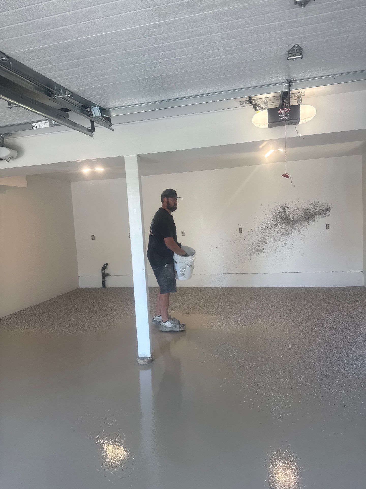 Pullman Garage Floor Transformation with Pebble Beach Flake Coating by Croc Coatings, LLC