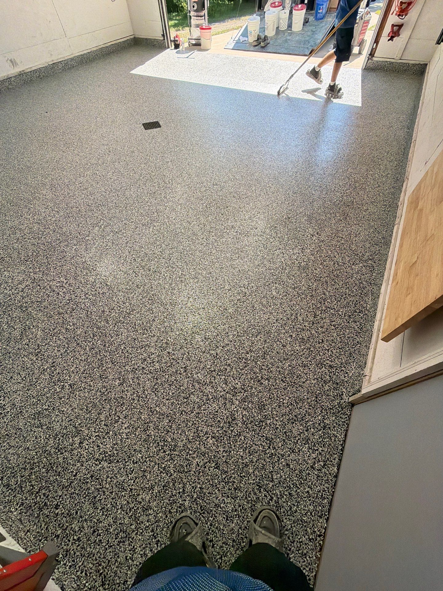 Custom Speckled Epoxy Garage Floor Coating in Fruitport, Michigan by Gordon Painting