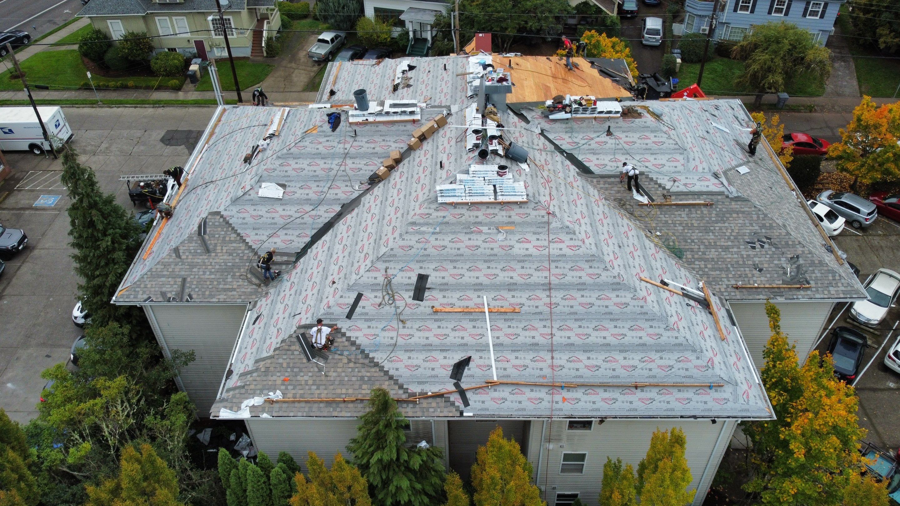 Commercial Roofing Installation using IKO Dynasty (Color: Biscayne) by Orezona Building & Roofing Company, Inc.