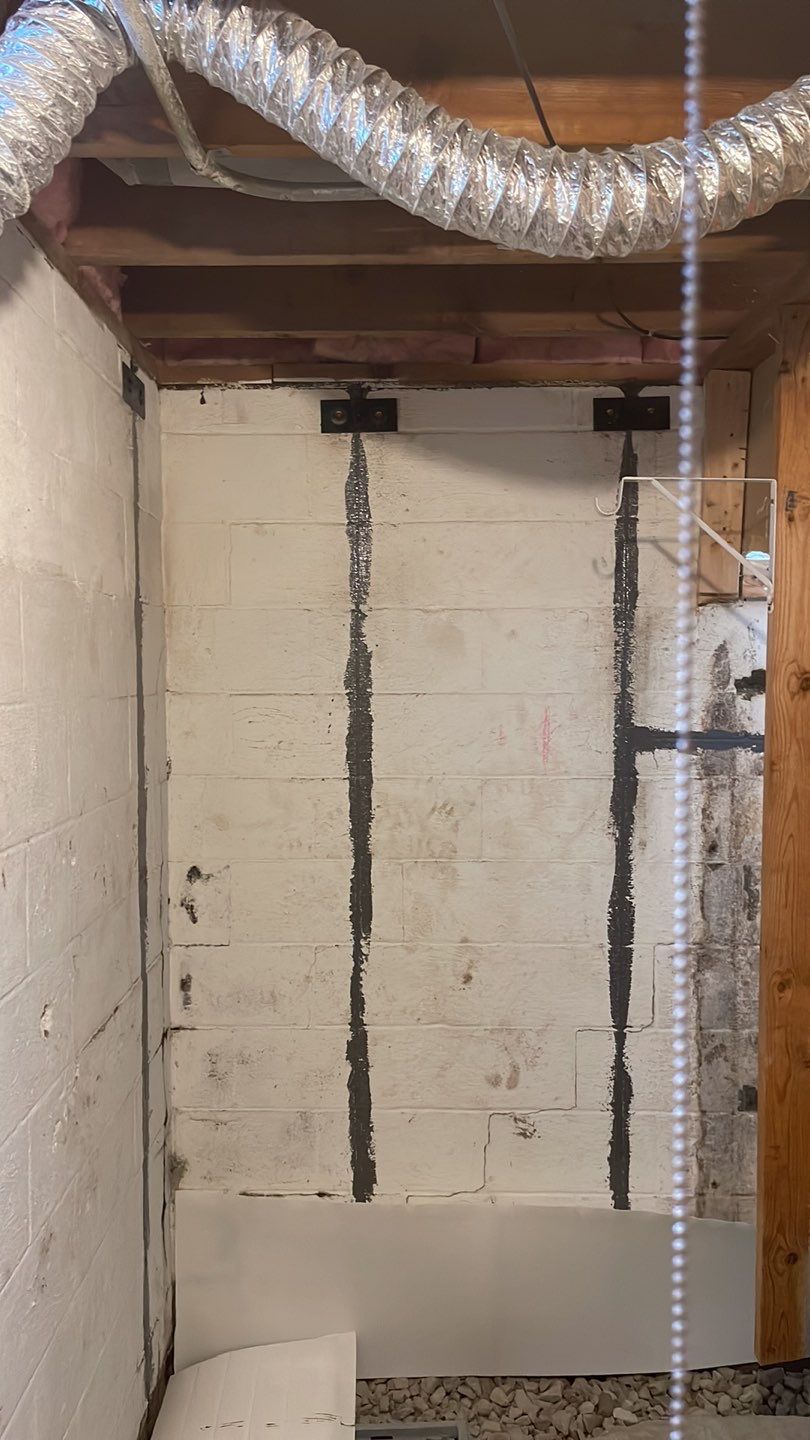 Embedded Fiber Reinforcement and Basement Waterproofing using GrateDrain Waterproofing System by Toledo Basement Repair