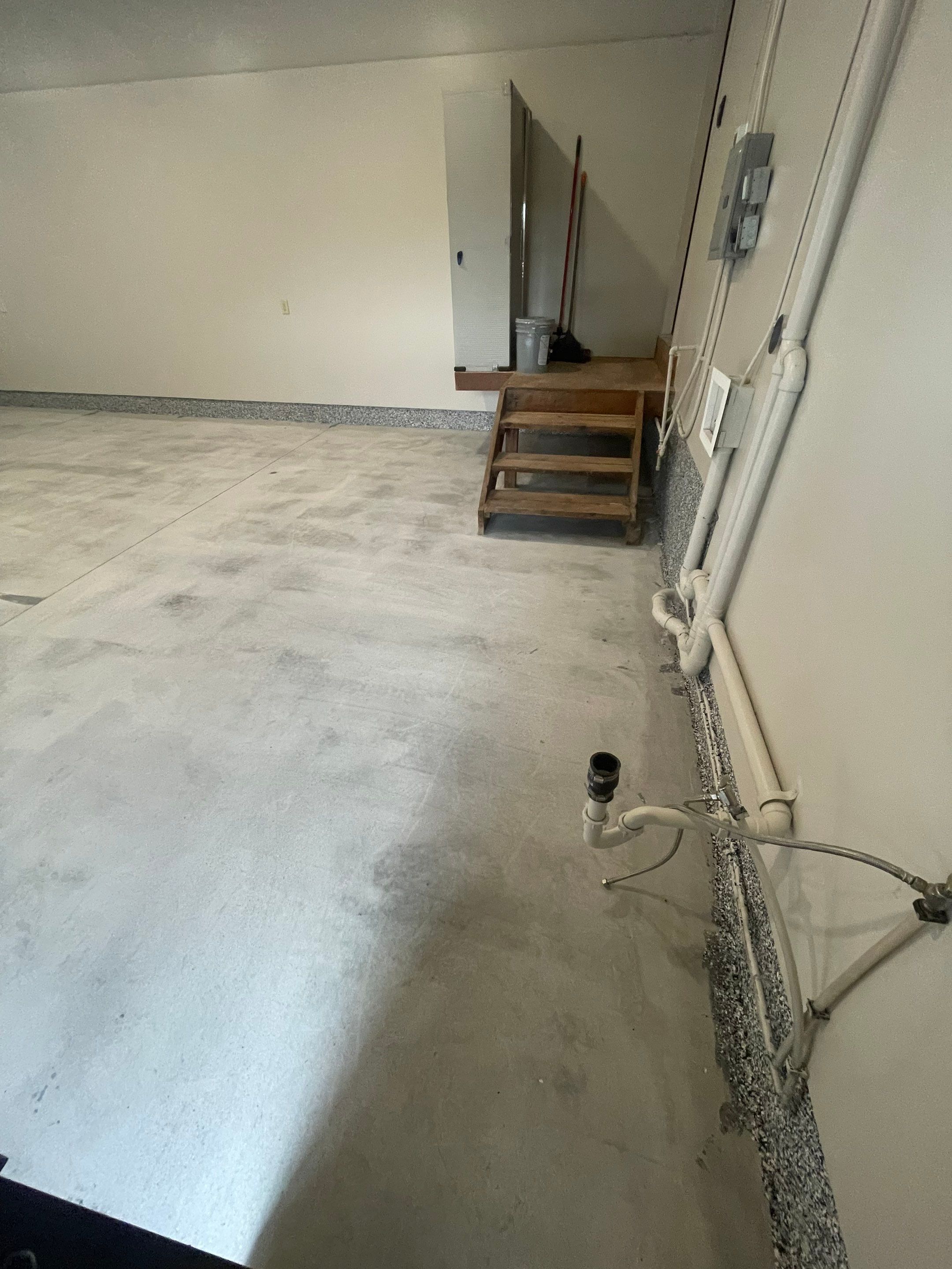 Domino Flake Floor Coating and Crack Repair in Chancellor by Select Painting, Coatings & Garage Cabinets