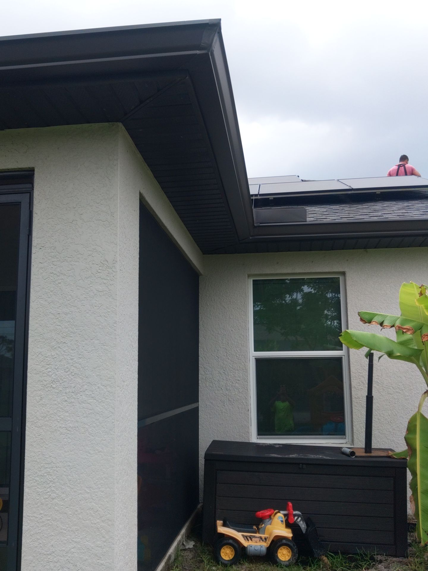 Black Seamless Gutters using black seamless gutters in Cape Coral FL by Gutter Professors