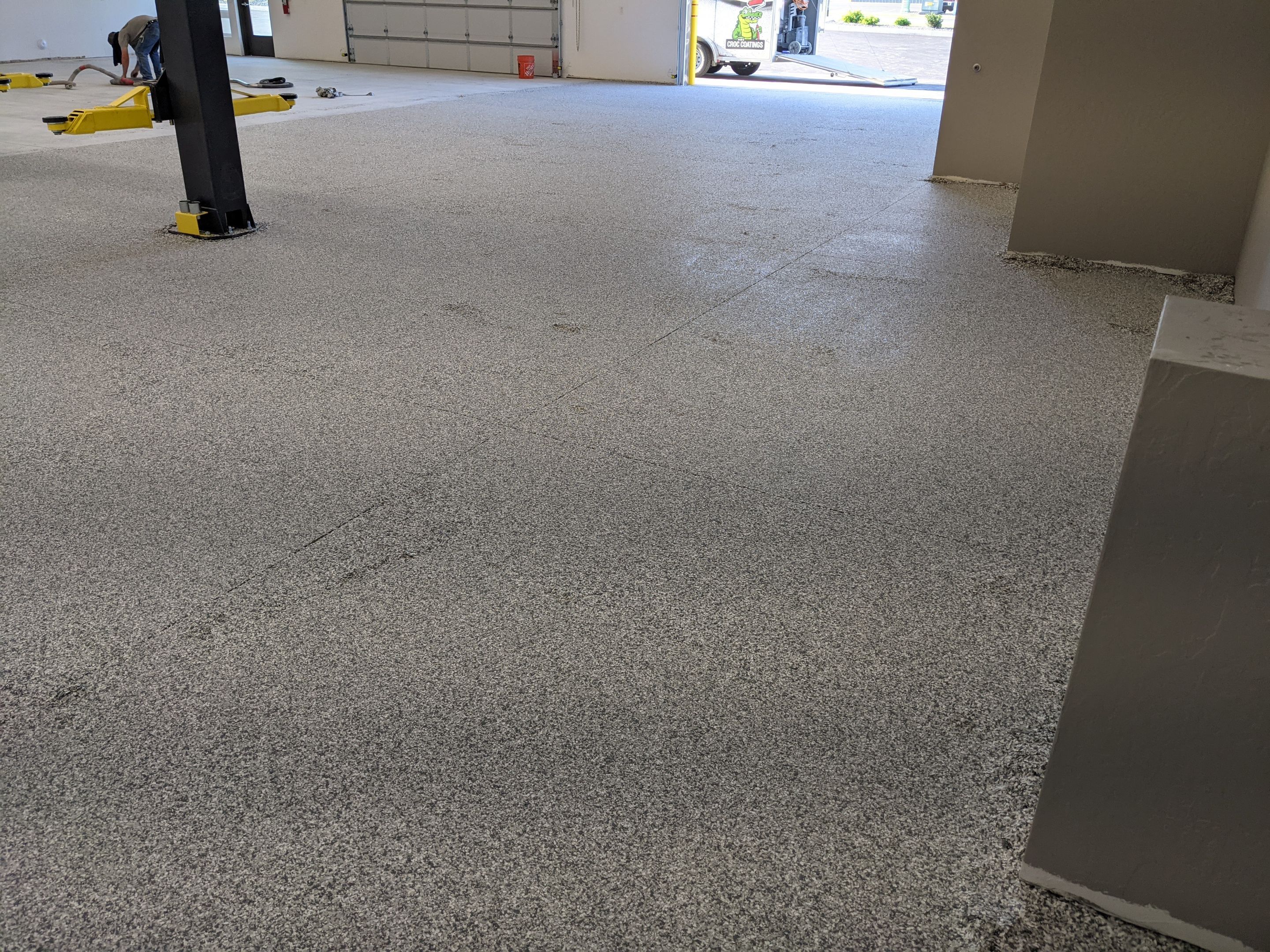 Commercial Floor Transformation using Slate Stone by Croc Coatings, LLC