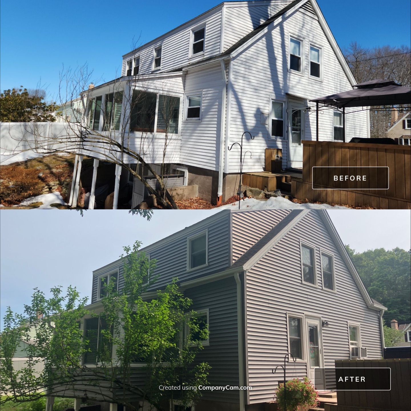 Stunning Siding Makeover with Cert Monogram D/4 x 16' clapboard, Charcoal Gray and Cert Monogram D/4x25' clapboard, Charcoal Gray by DiGiorgi Roofing and Siding Inc