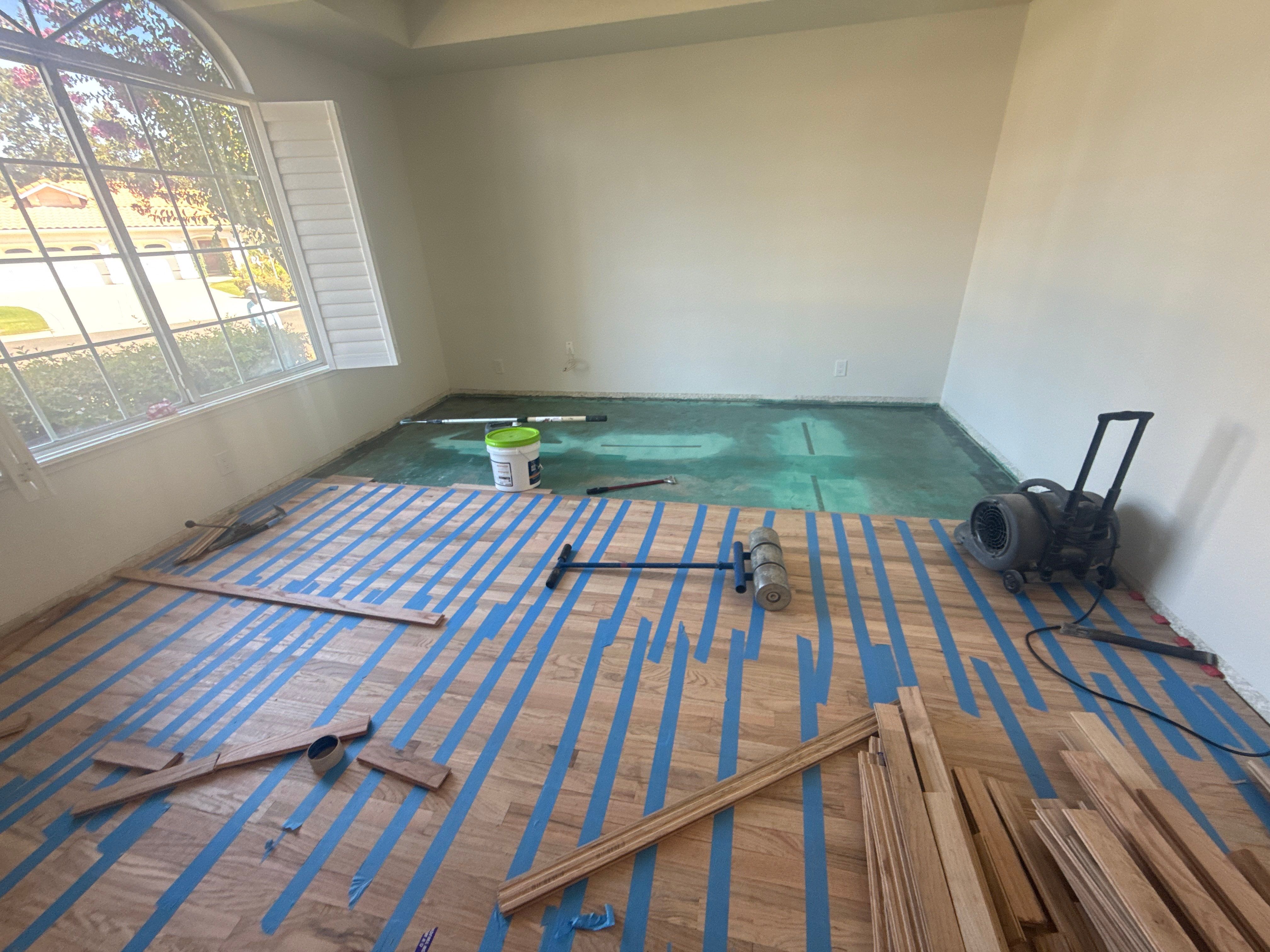 Custom Red Oak Hardwood Floor Installation and Finishing in Roseville by Footprints Floors South Sacramento