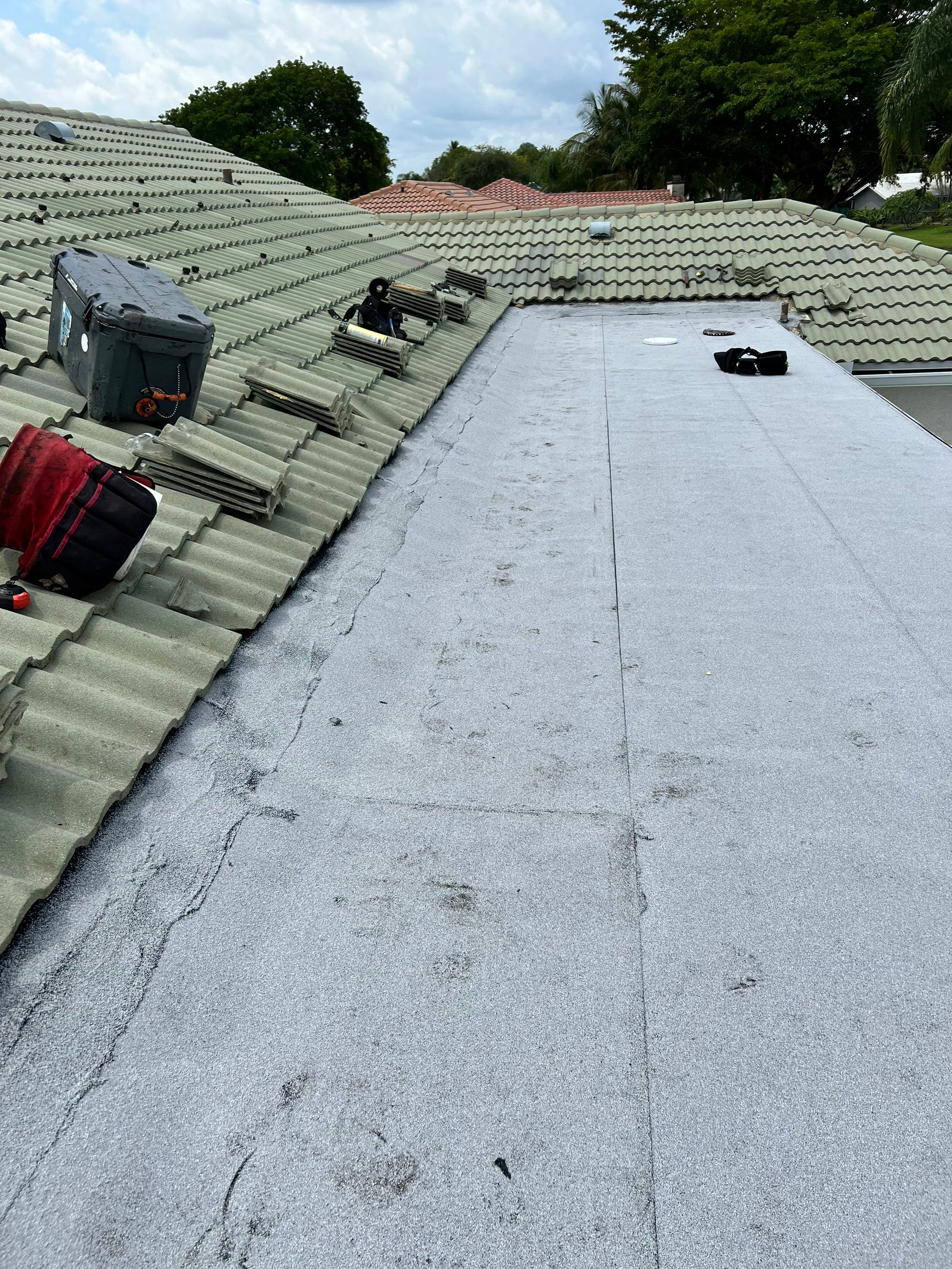 Residential Re-Roof using Polyglass Self-Adhered Flat Deck by First Due Roofing