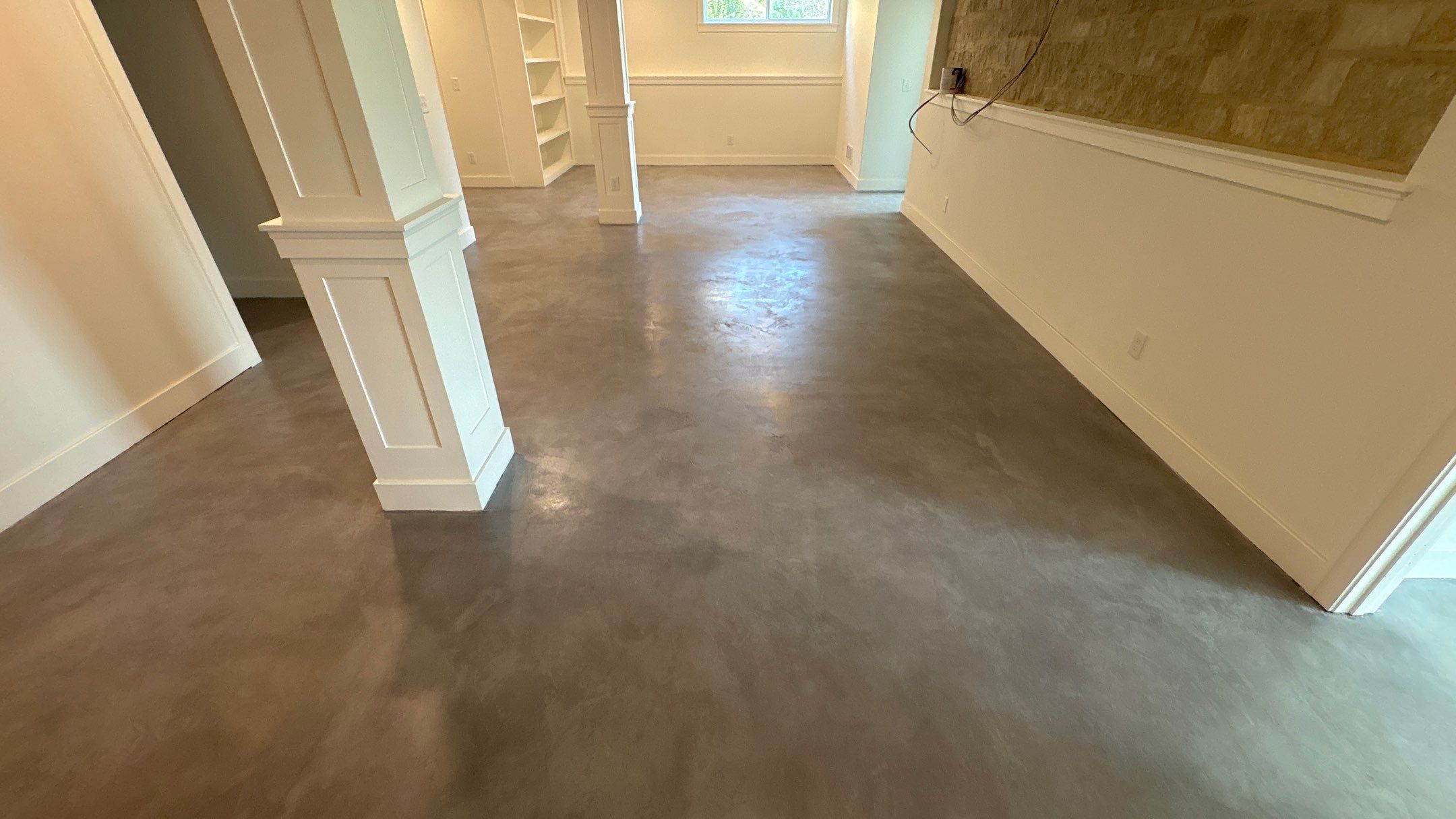 Basement Floor Overlay - Lawrence, KS by Big Red Decorative Concrete, LLC