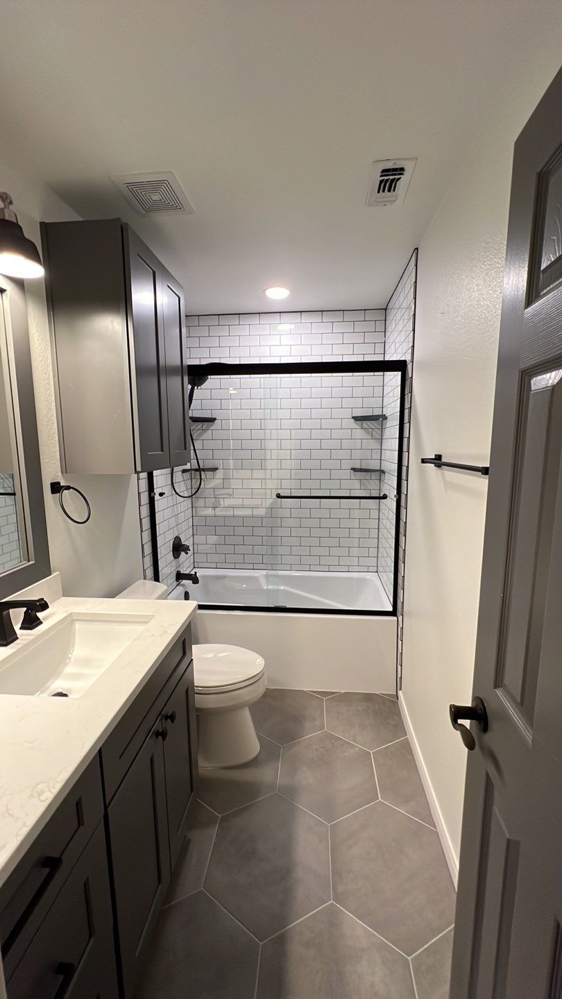 Braun’s Farm Bathroom Remodel | Modern Subway Tile Tub Shower & Custom Vanity in San Antonio by Legacy Bath and Kitchen