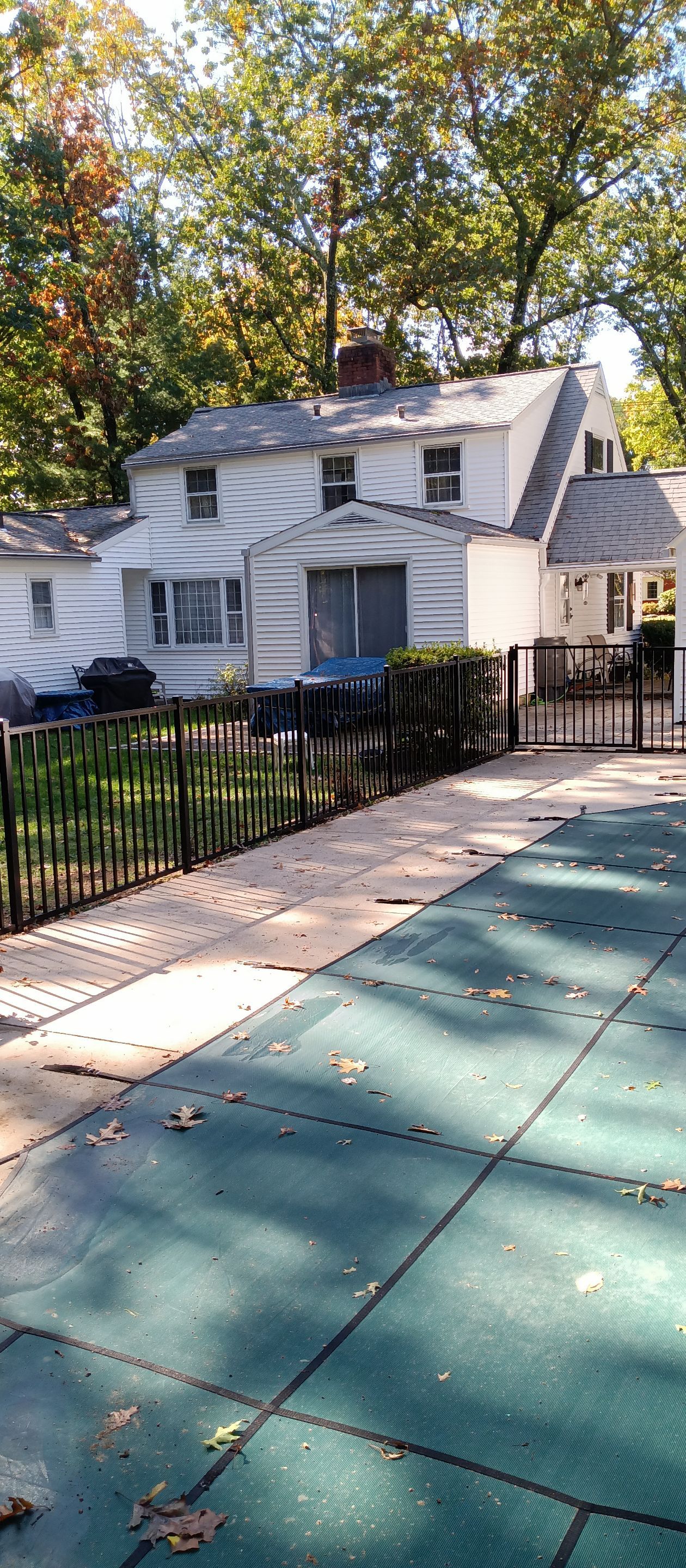 Replacement Aluminum pool fence with matching gate in Black by DiGiorgi Roofing and Siding Inc