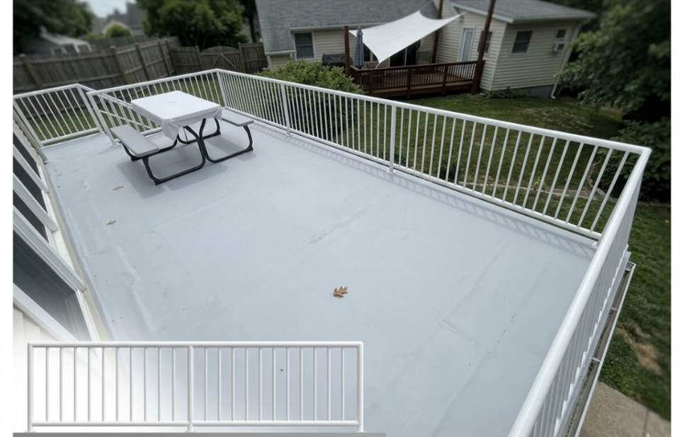White Powder-Coated Outdoor Railings in Rockville & Staircase and Deck Refurbishment  by Capitol Iron Works